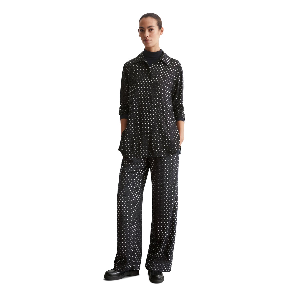 Blouse longue regular en LENZING™ ECOVERO™ noir, MARC O'POLO