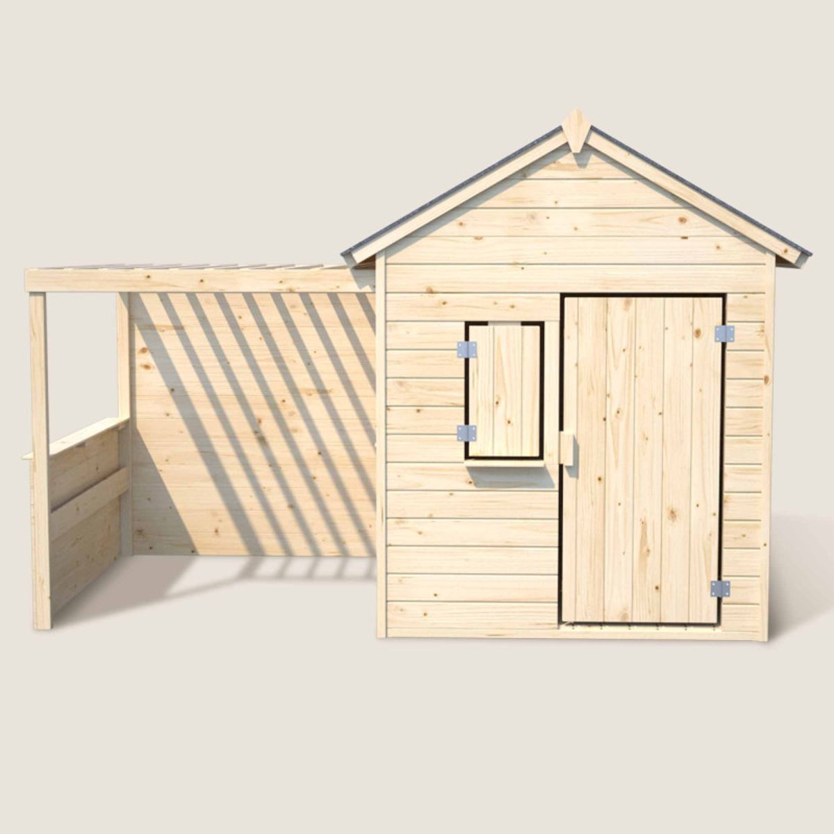 Cabane en bois enfant avec pergola et plancher ALPAGA beige, SOULET