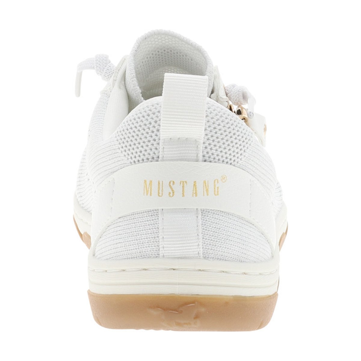 Sneakers vertes à talon plat avec une fermeture à lacets et un zip latéral blanc, MUSTANG
