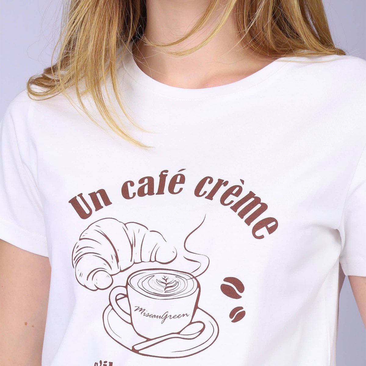T-shirt café crème blanc casse, MISE AU GREEN