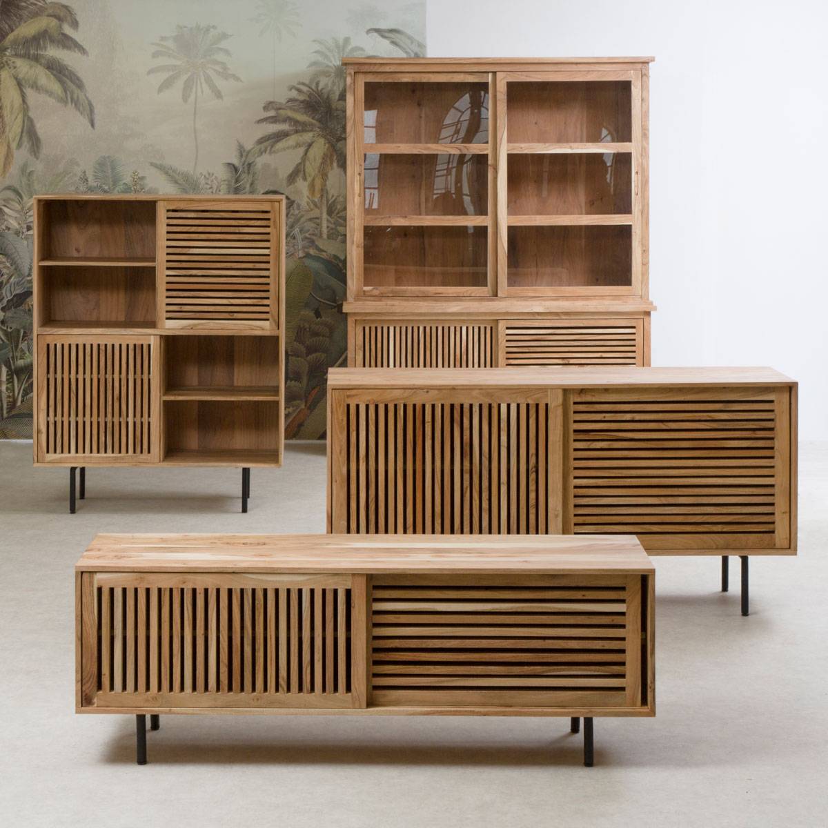 Vaisselier en bois d'acacia SALTA bois clair, MADE IN MEUBLES