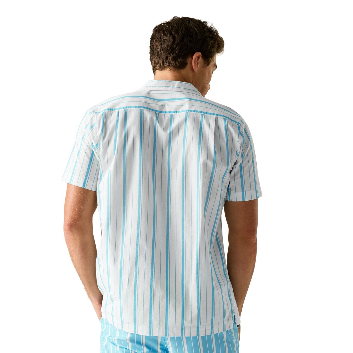 Chemise unie manches courtes HADLIN blanc / bleu clair, REGATTA
