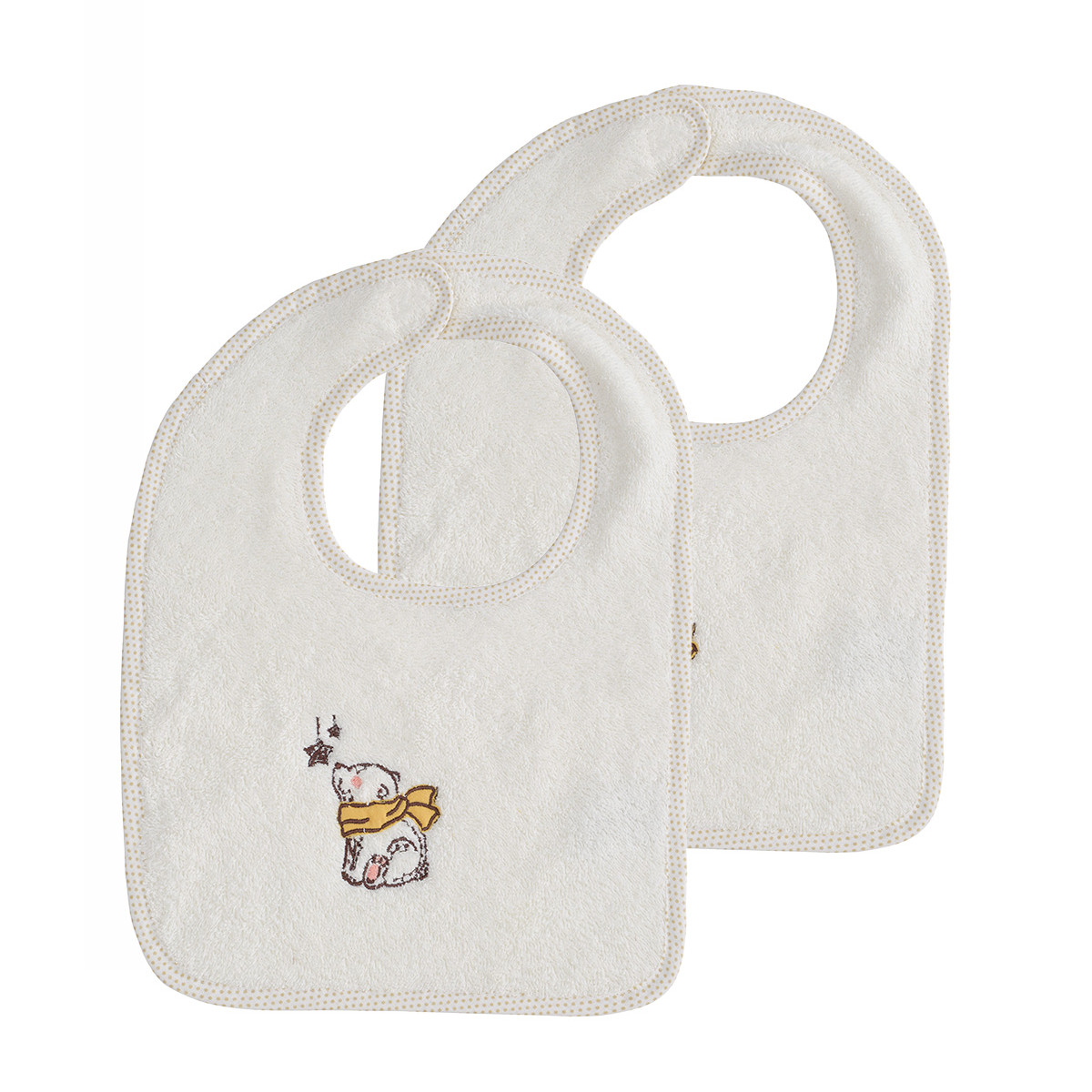 Lot de 2 bavoirs OURS POLAIRE ecru, SENSEI MAISON