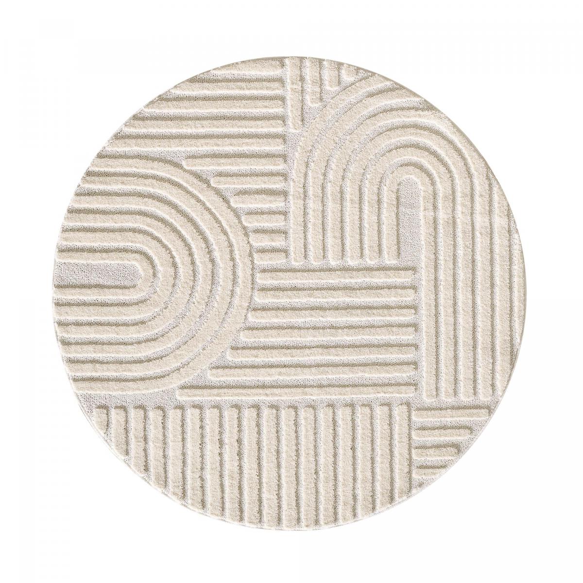 Tapis salon au motif géométrique en relief, moderne et élégant, NOOR crème, UN AMOUR DE TAPIS