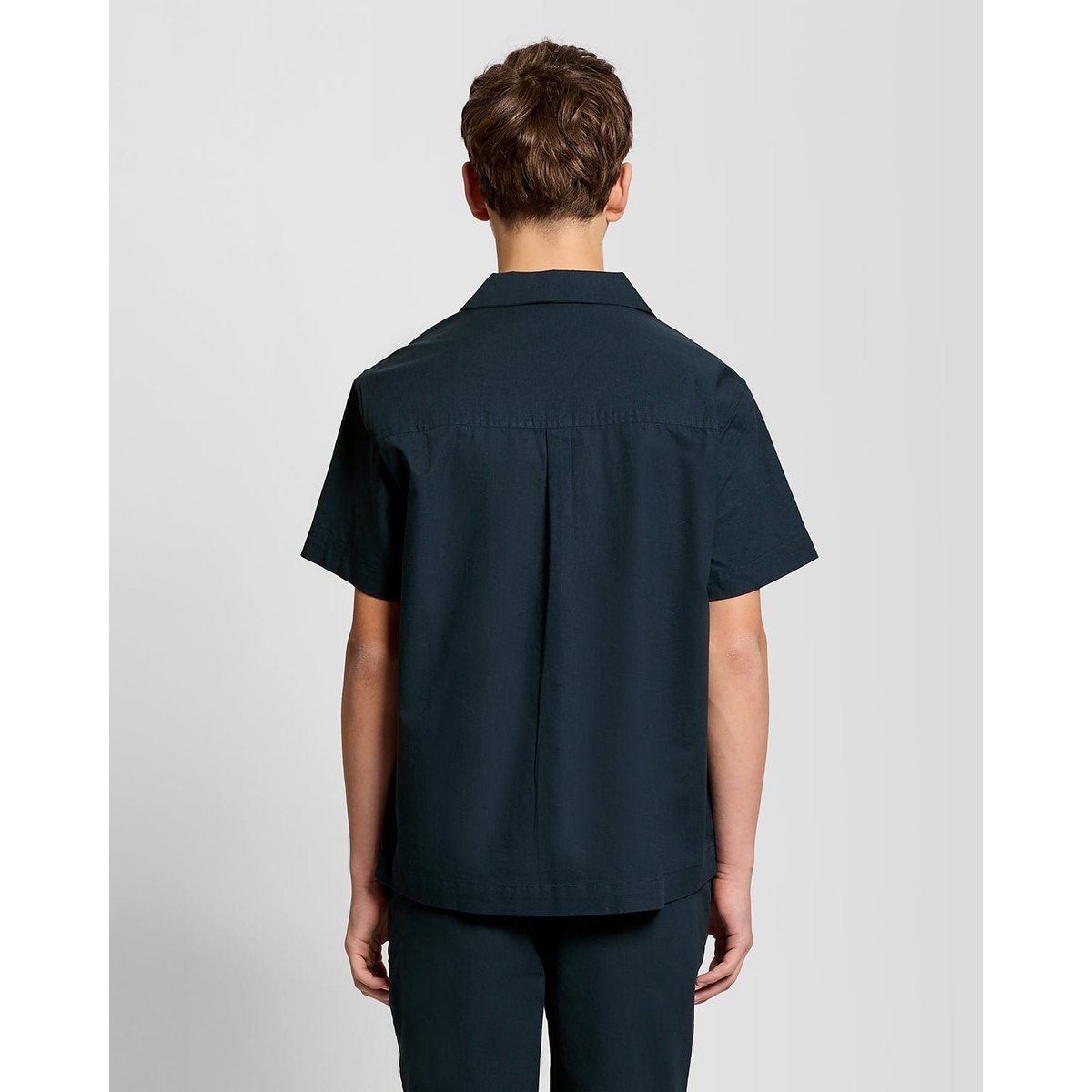 Chemise manches courtes en mélange de lin bleu foncé marine, LYLE & SCOTT