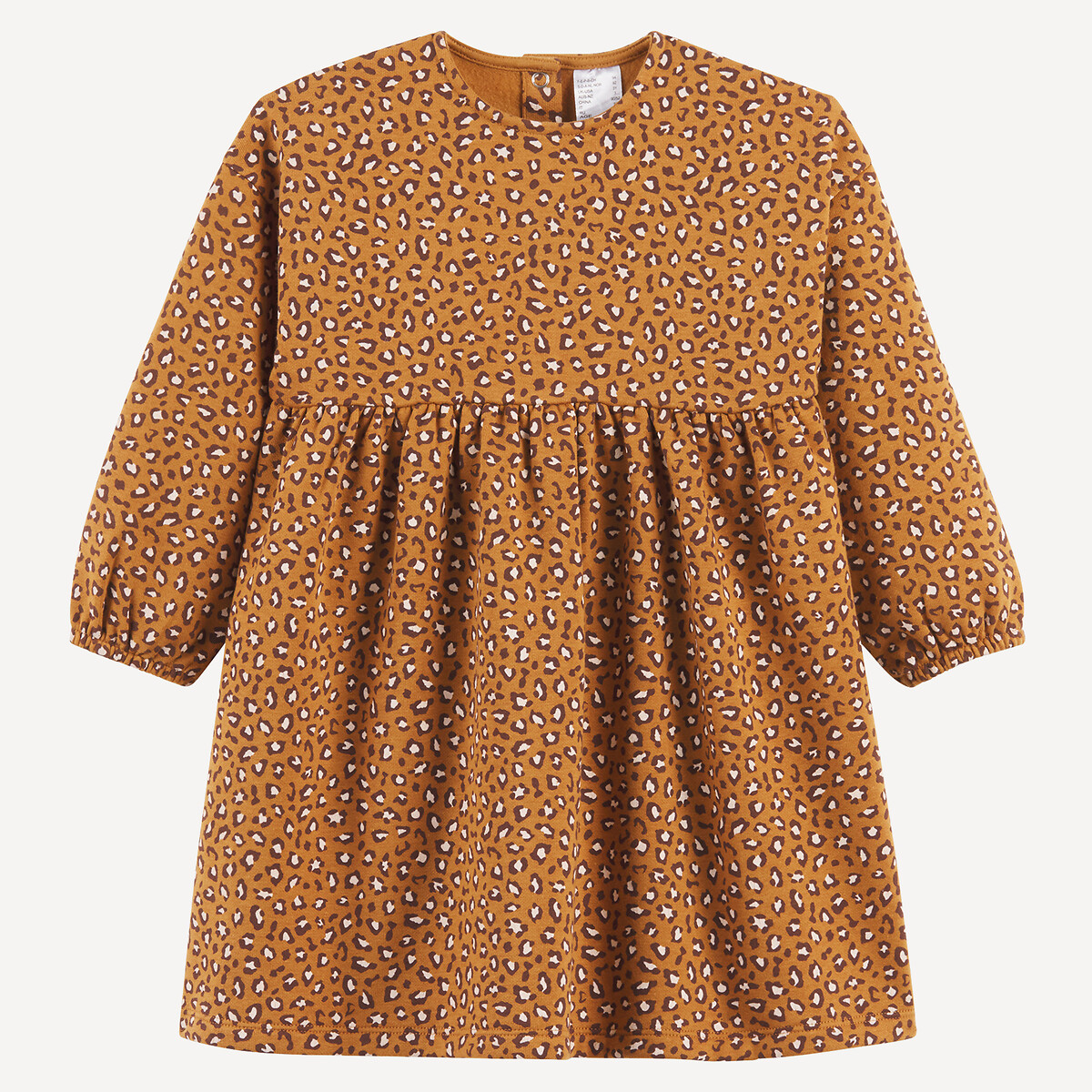 Leopard Print Fleece Dress with Long Sleeves yellow print, LA REDOUTE COLLECTIONS