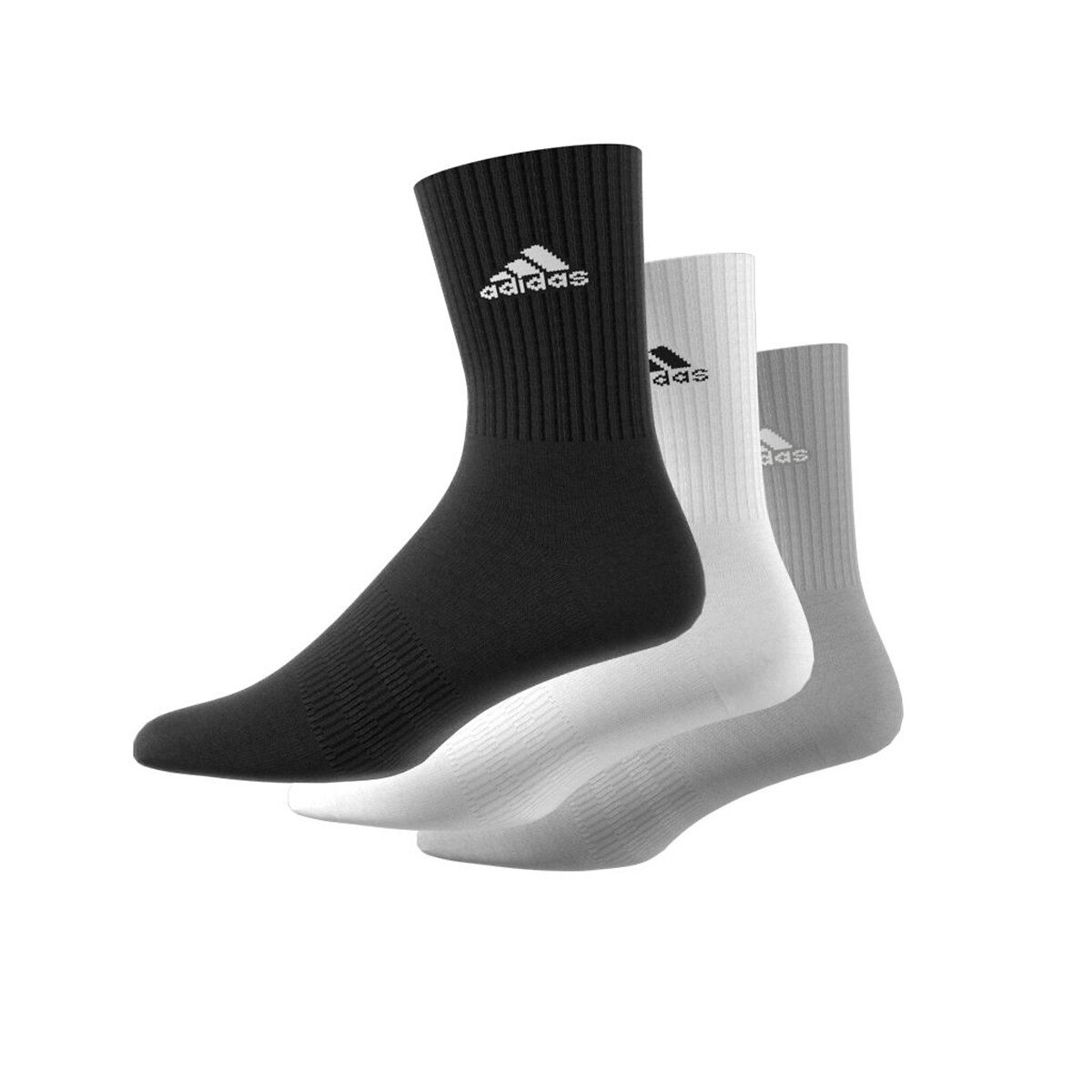 Lot de 3 paires de chaussettes hautes noir + blanc + gris, adidas Performance