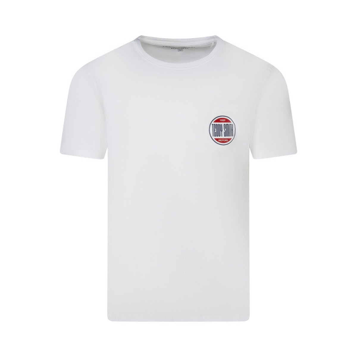 T-shirt en coton blanc uni avec une coupe droite et un col rond blanc, TEDDY SMITH