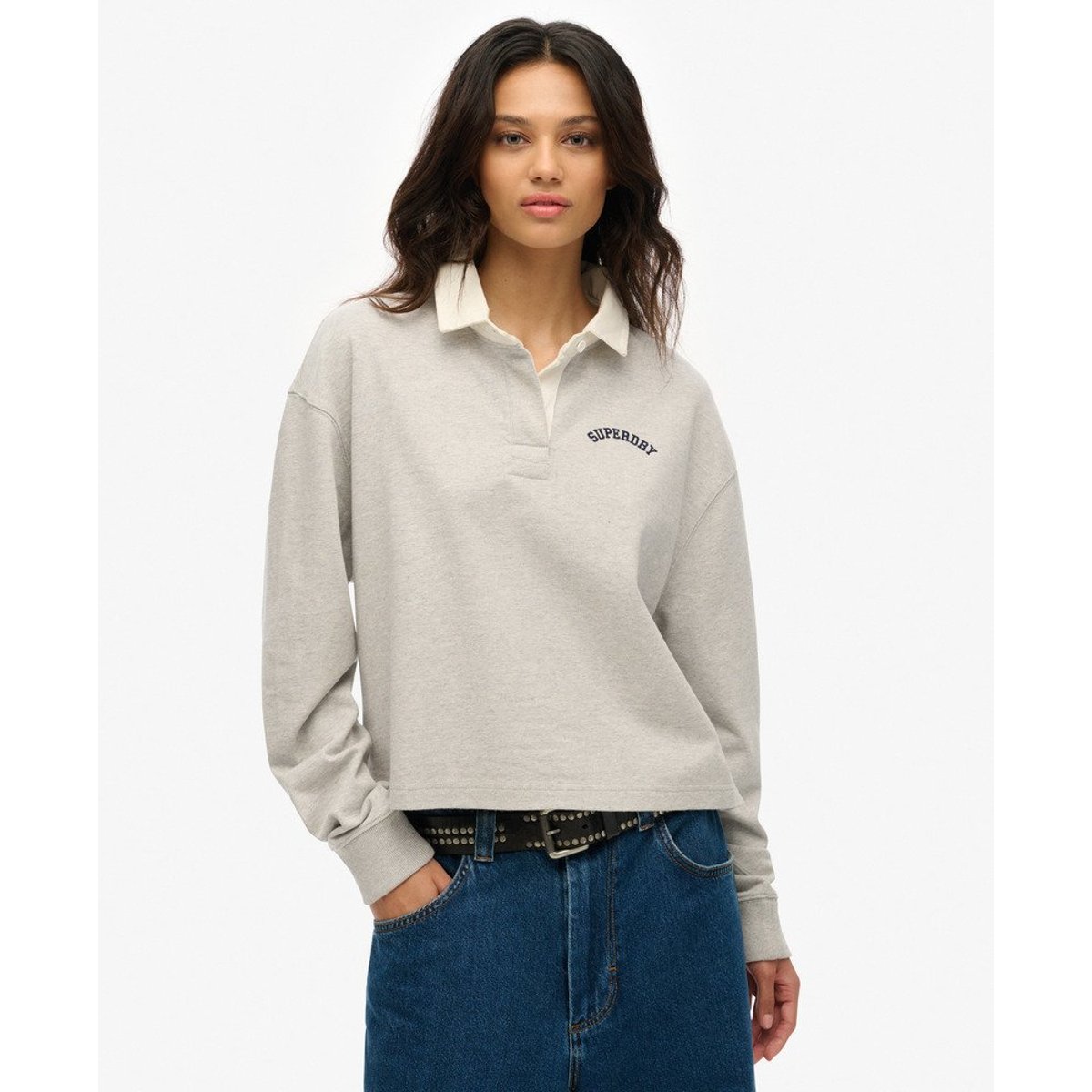 Polo de rugby graphique Athletic Essentials gris glacier chiné, SUPERDRY
