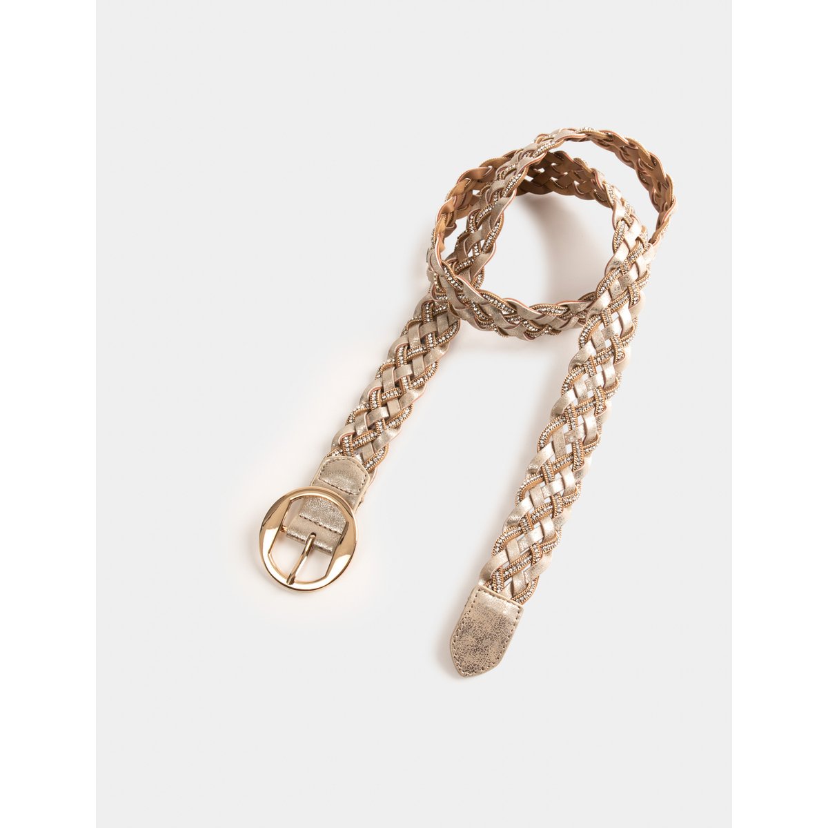 Ceinture tressée avec strass dore, MORGAN