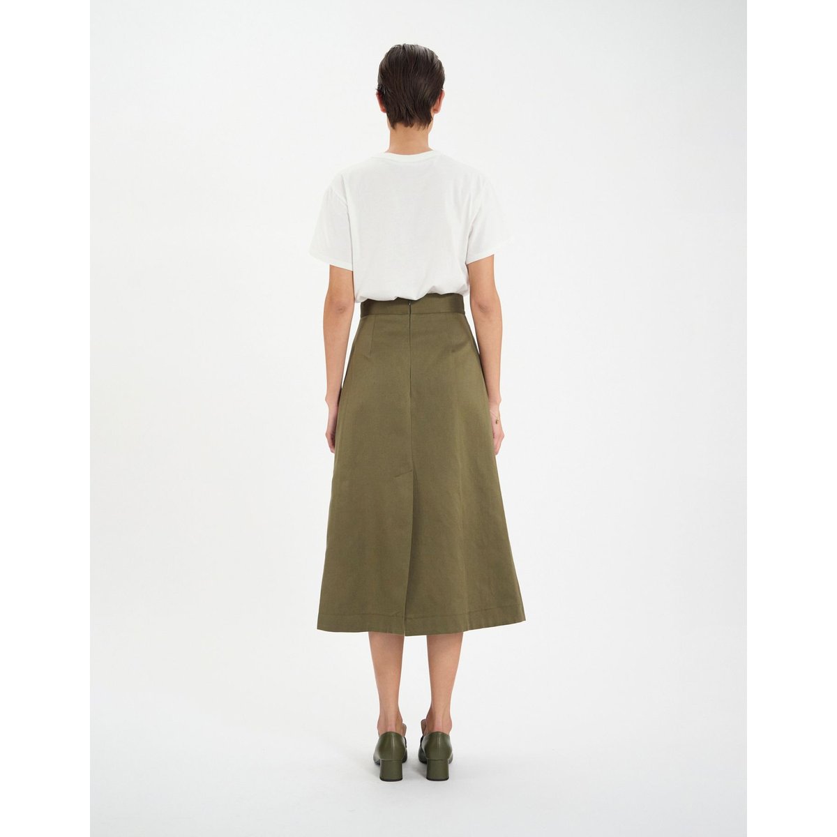 Jupe plissée Maud en coton mélangé kaki khaki, INES DE LA FRESSANGE PARIS