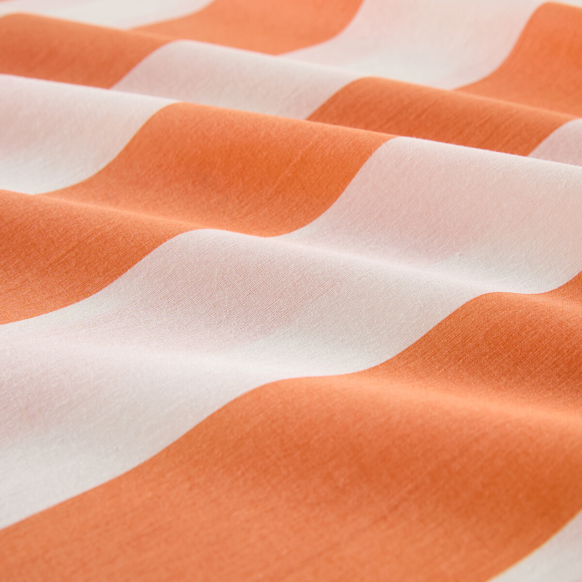 Drap plat en coton, imprimé rayures, HENDAYE ORANGE rayé orange, LA REDOUTE INTERIEURS