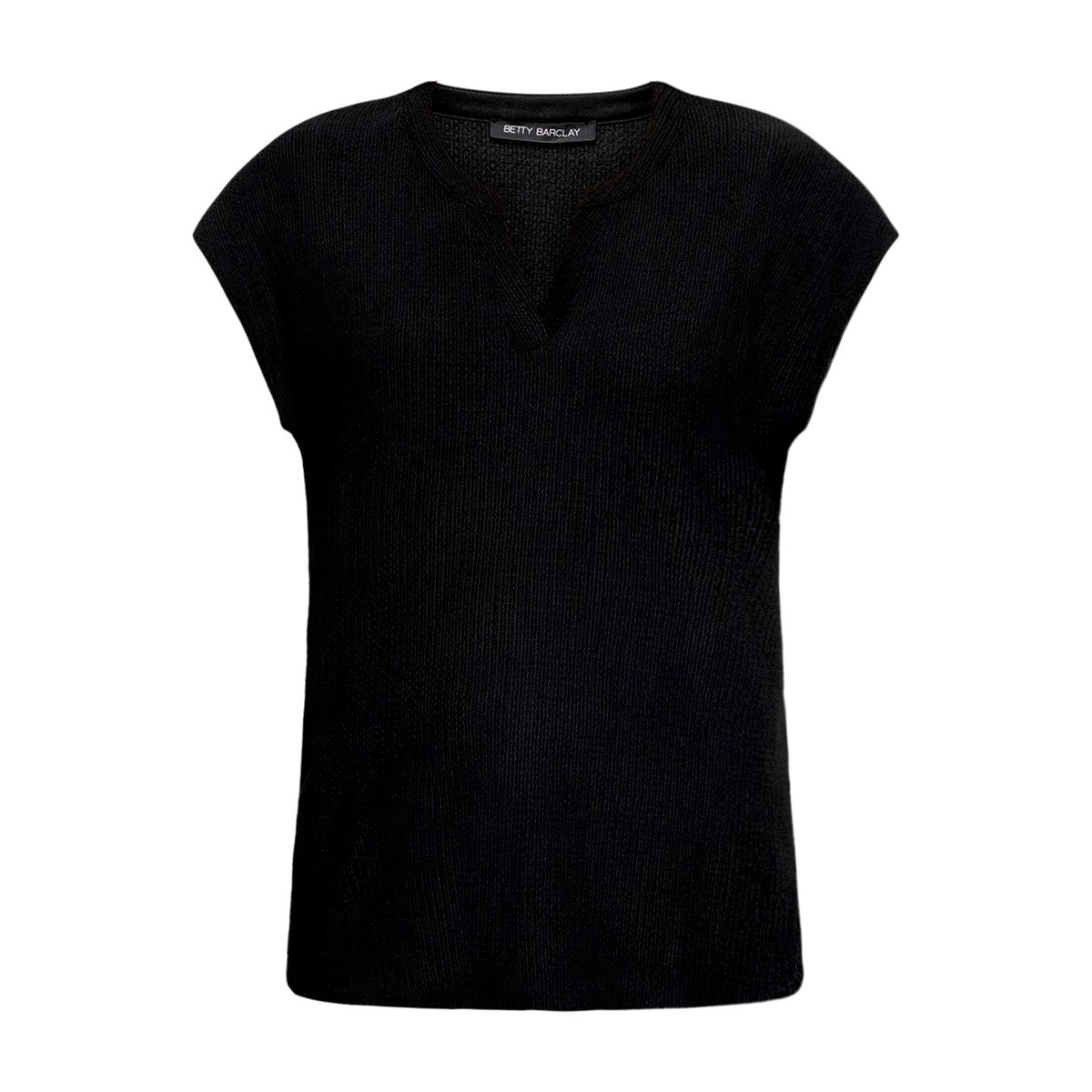 T-shirt basique à encolure en v noir, BETTY BARCLAY