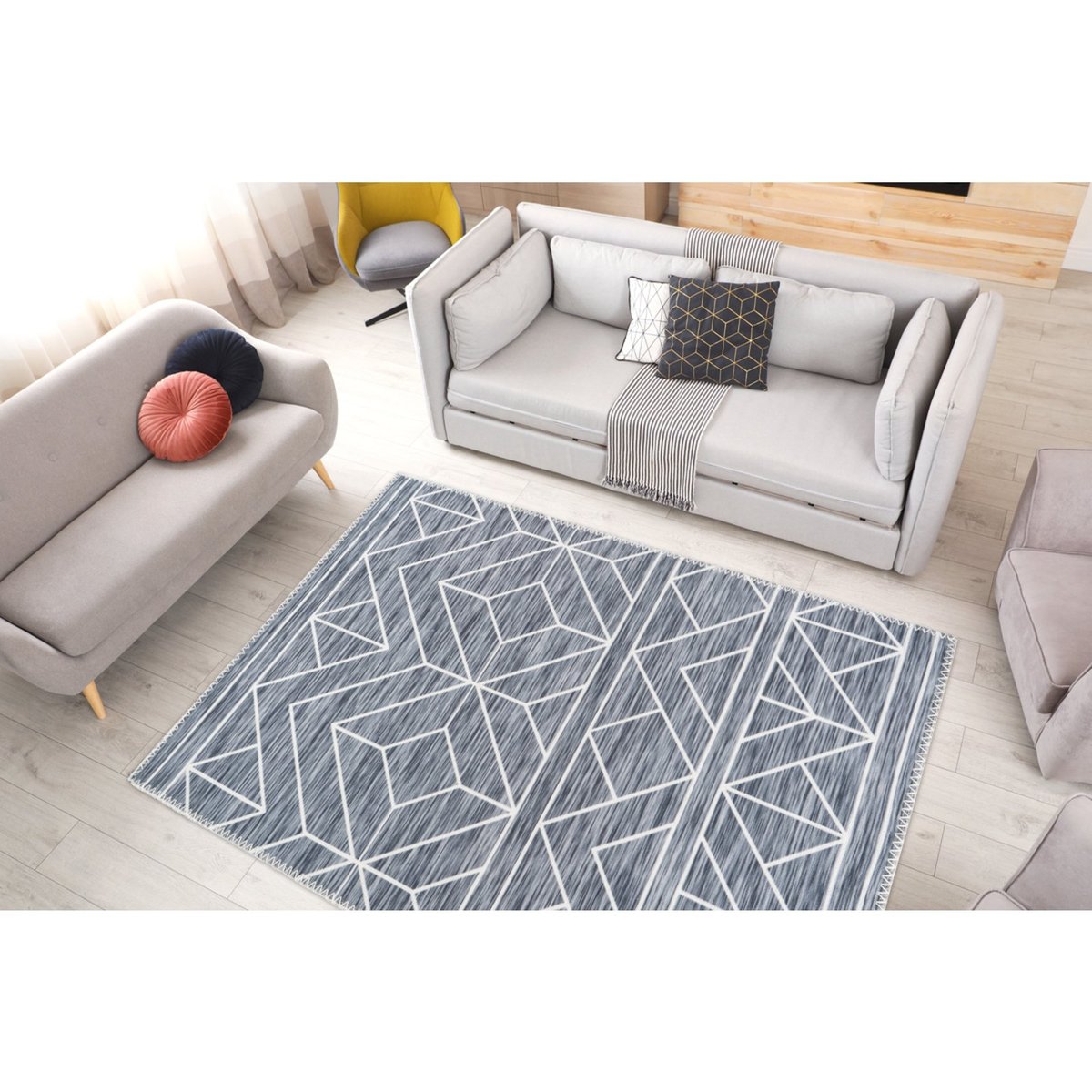 Tapis rectangulaire MAYA à motif géométrique anthracite, ARTE ESPINA