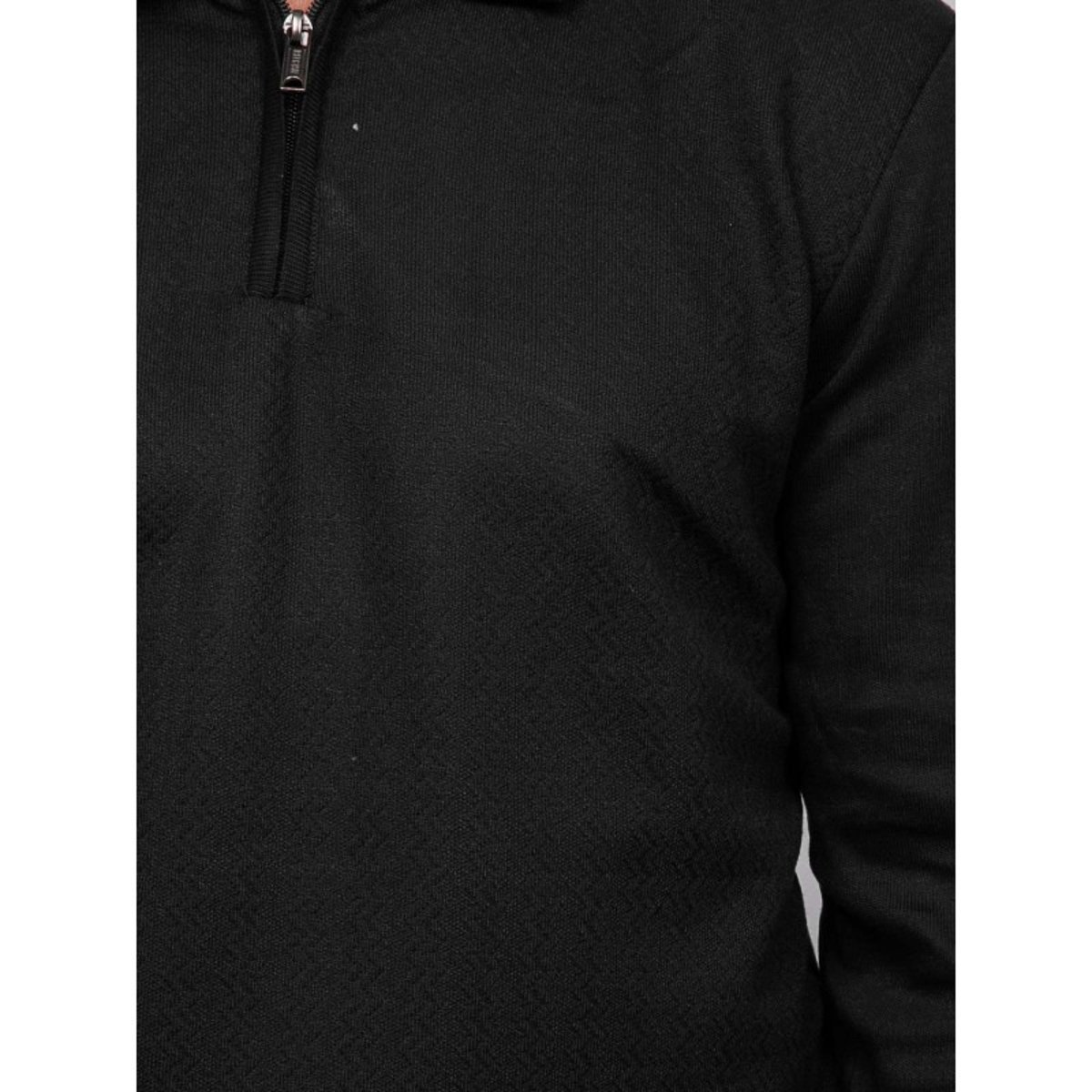 Pull Polo Manches Longues Col Zippé Linetox noir, RITCHIE