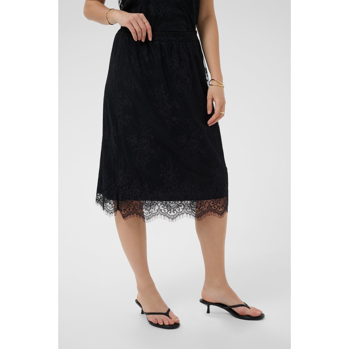 Jupe - tissage léger noir, CREAM