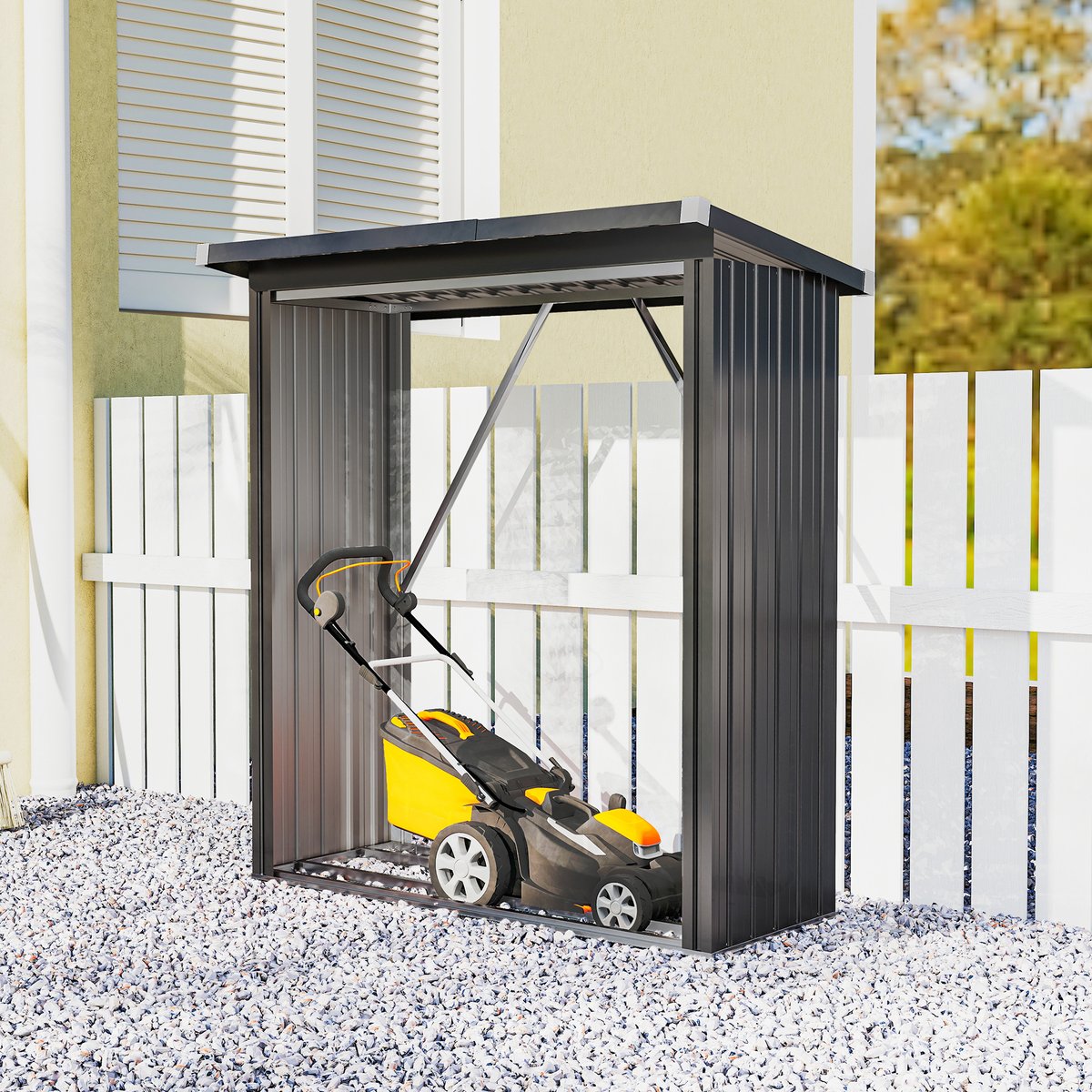 Abri pour le stockage du bois Acier galvanisé gris foncé, OUTSUNNY