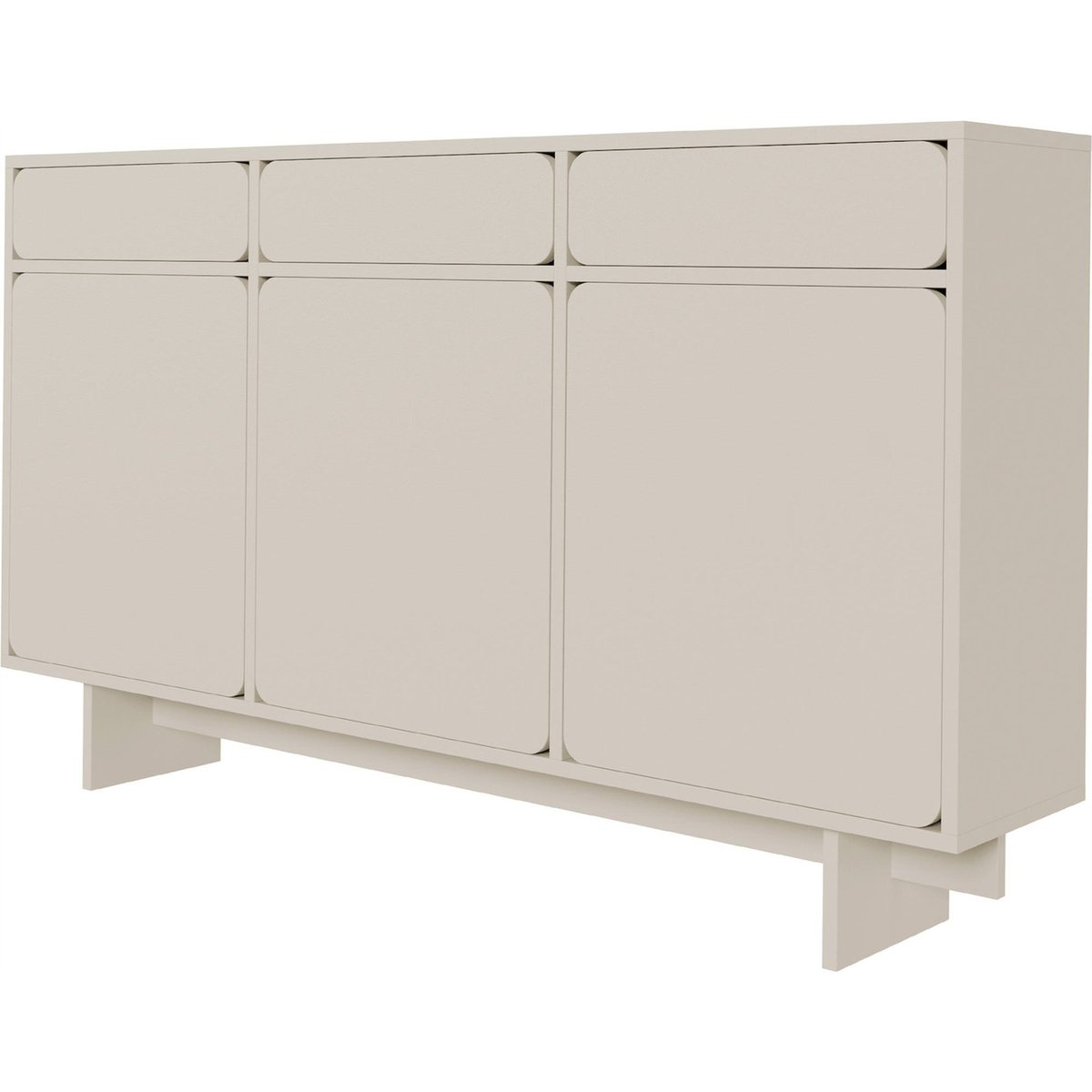 Buffet bas 3 portes 3 tiroirs collection WUWU gris beige sable, RECOLLECTION