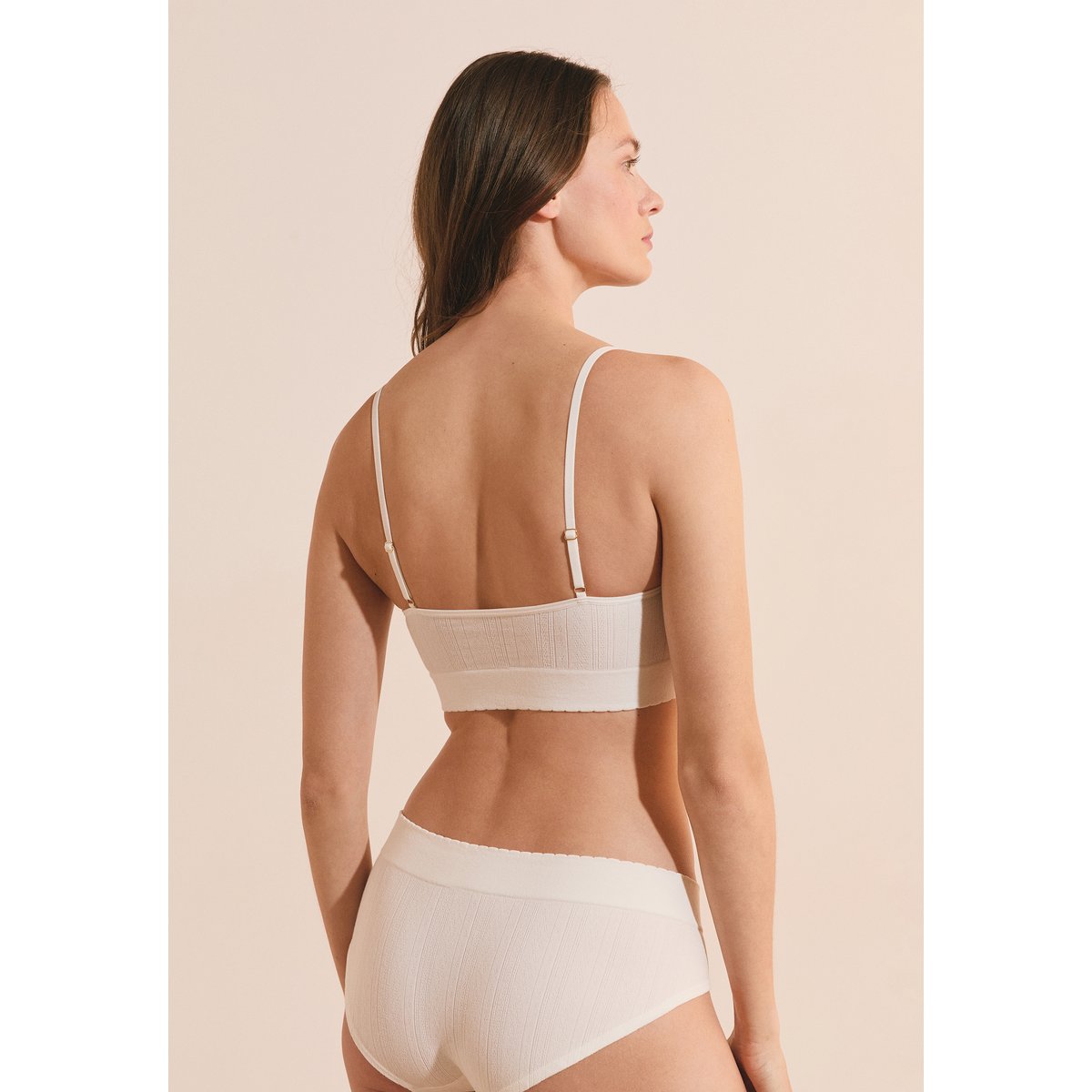 Soutien-gorge brassière en pointelle DAILY SEAMLESS ecru, ETAM