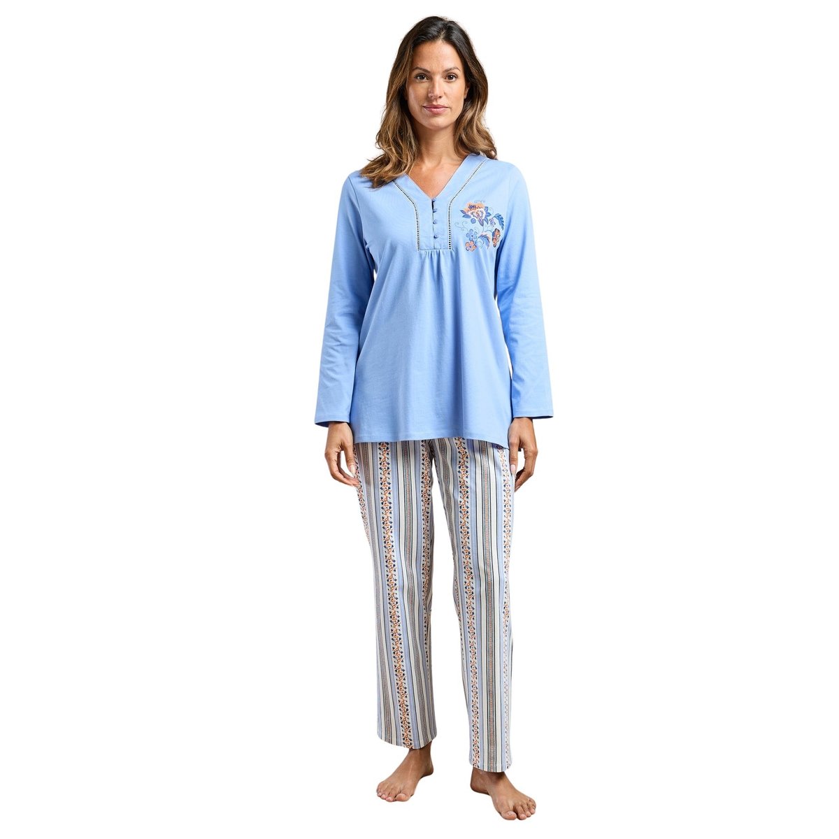 Pyjama en jersey coton imprimé bleu, DAXON