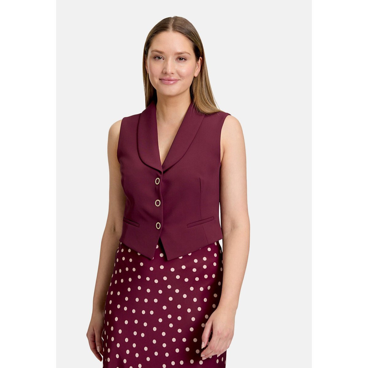 Veste sans manches d'été à col deep dahlia, VERA MONT