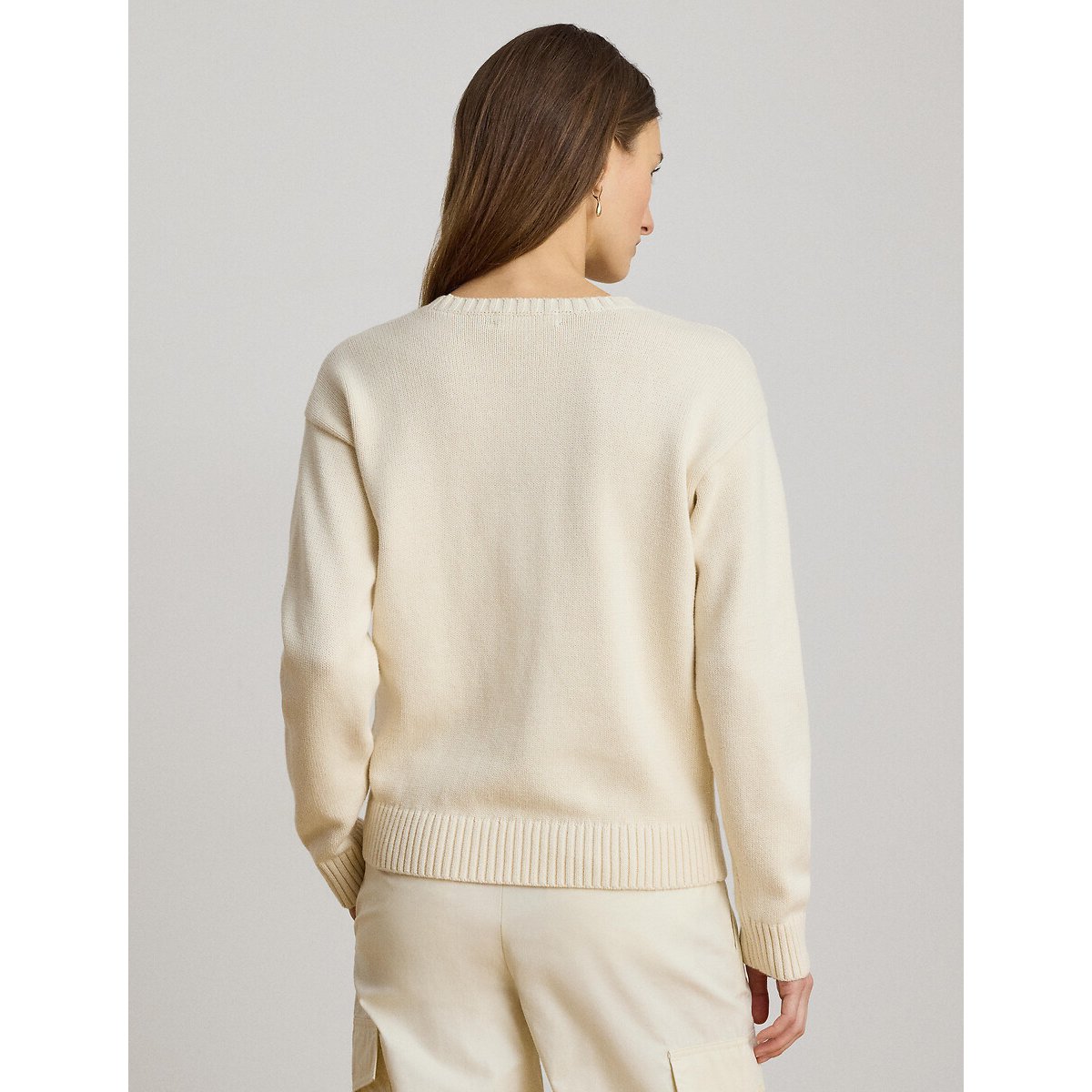 Pull col rond à motif chien crème, LAUREN RALPH LAUREN