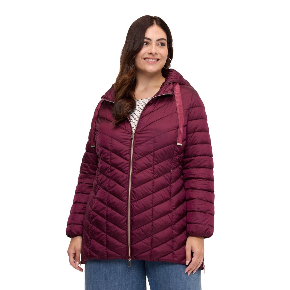 Veste matelassée légère longue avec matelassage à chevrons bleu, FIORELLA RUBINO