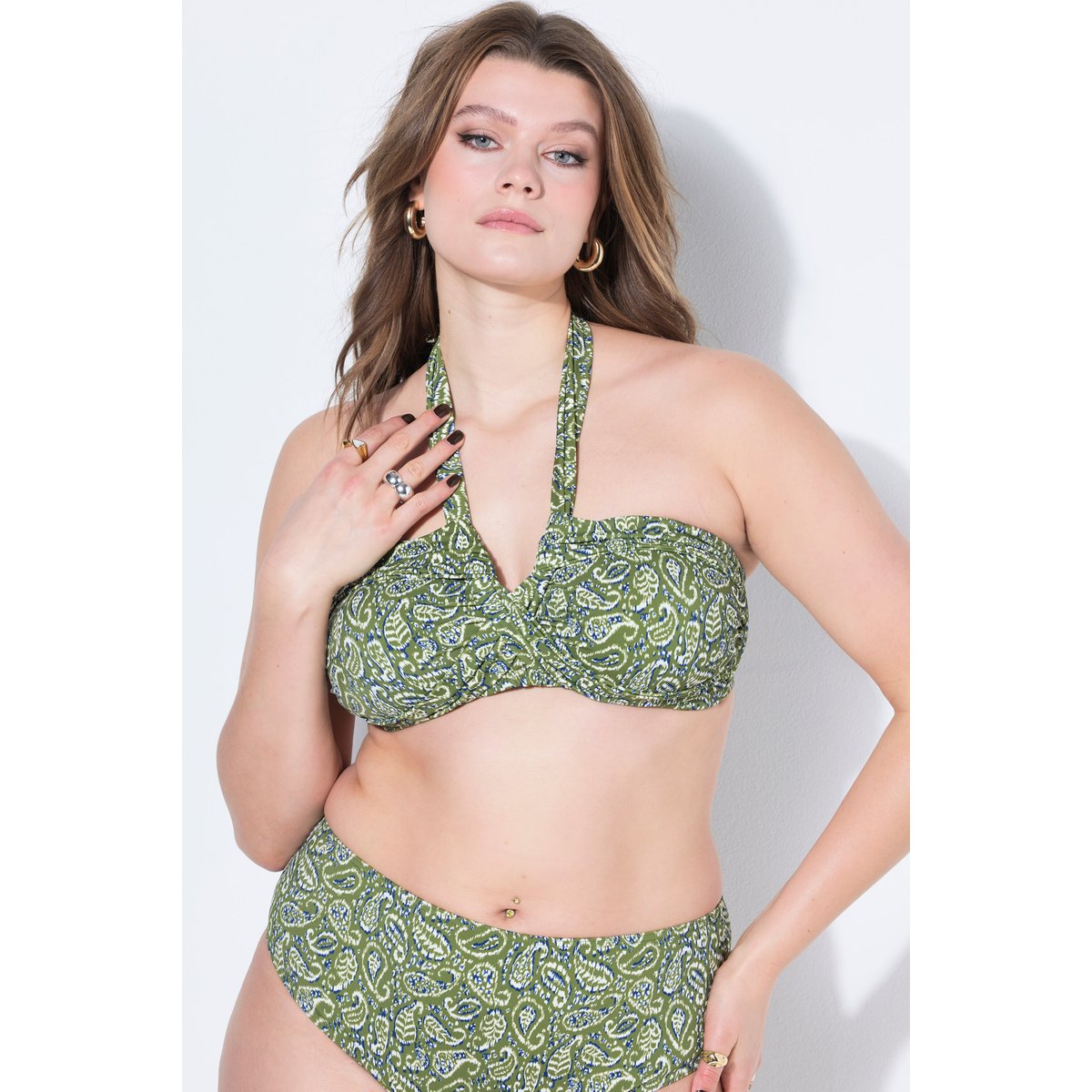 Haut de bikini, imprimé cachemire olive, STUDIO UNTOLD