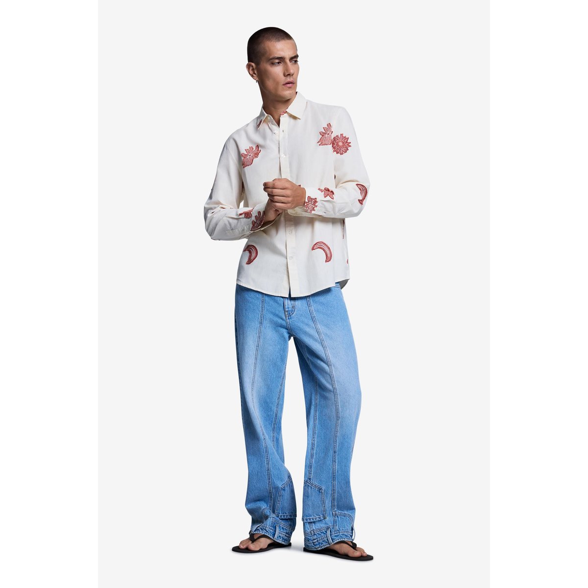 Chemise jacquard imprimée beige, DESIGUAL