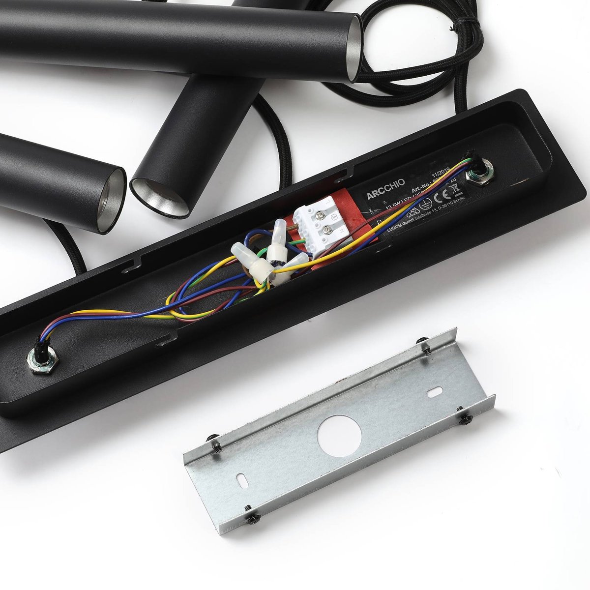 Suspension en aluminium moderneLED, Franka noir (ral 9005), ARCCHIO