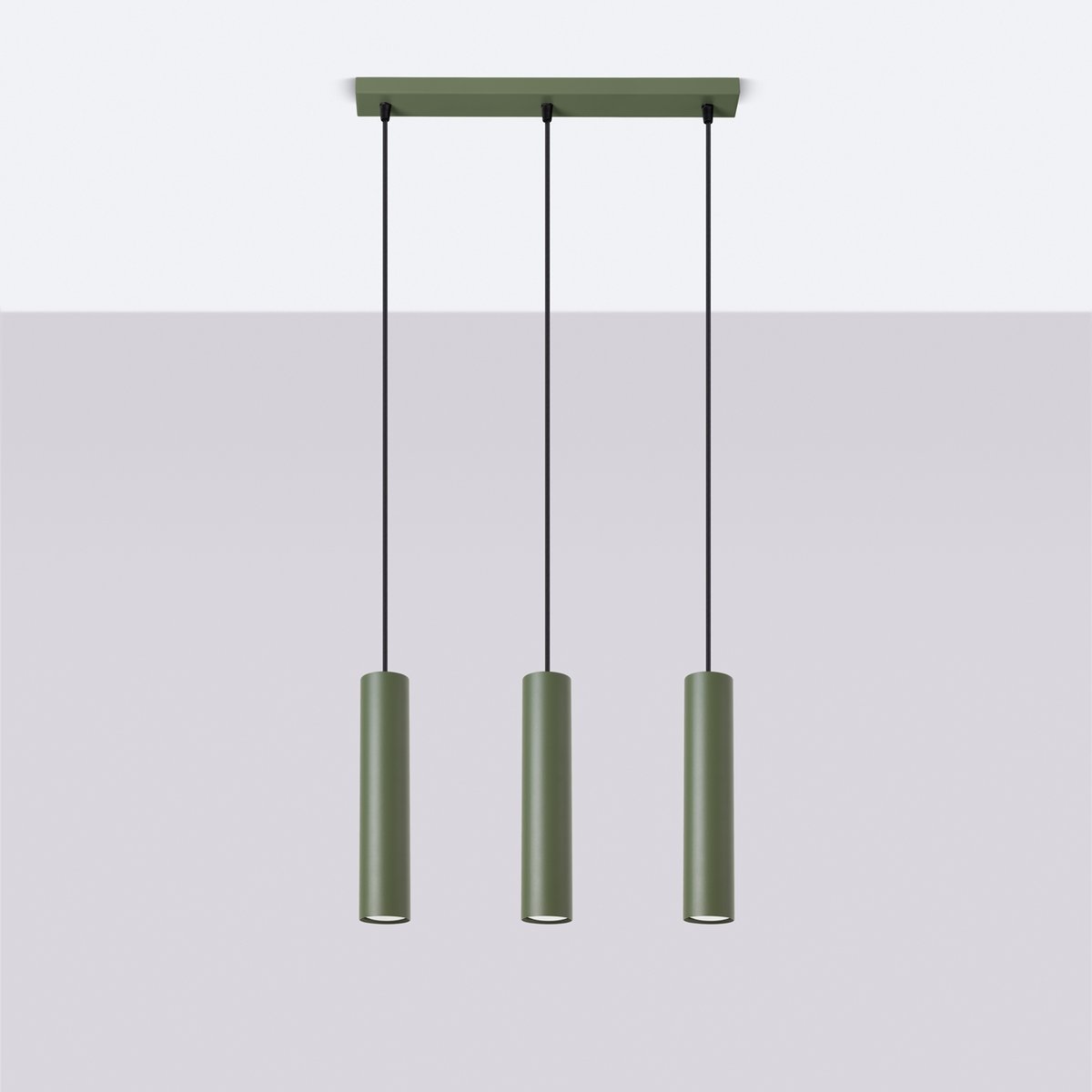 Suspension Acier Vert Olive GU10 3 Lagos Line vert, EDEN