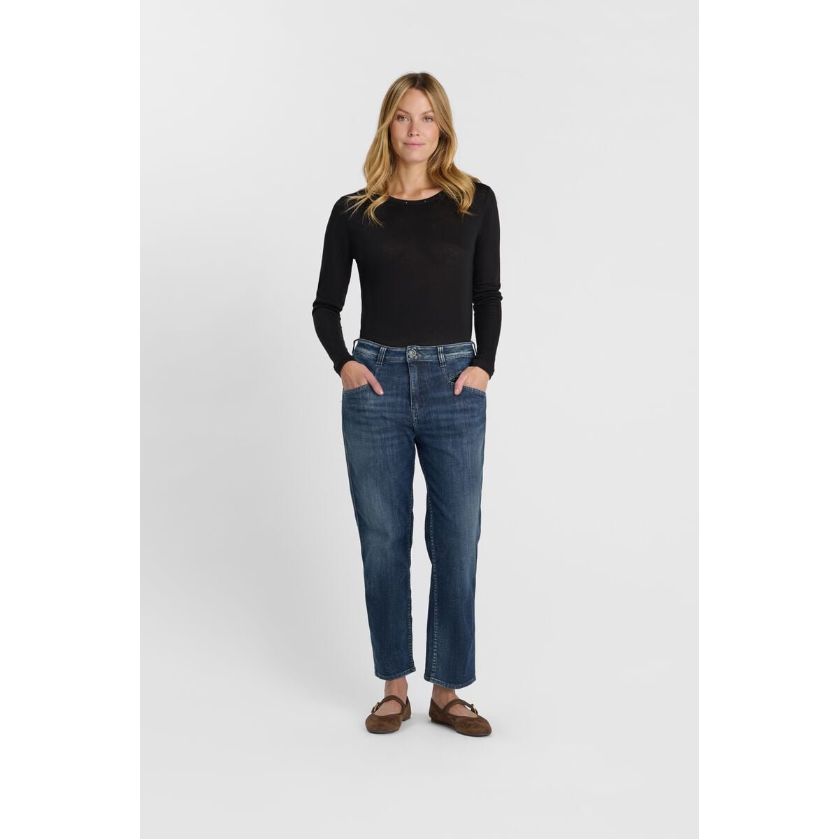 Jeans loose, large 400/60 girlfriend , 7/8ème blue, LE TEMPS DES CERISES