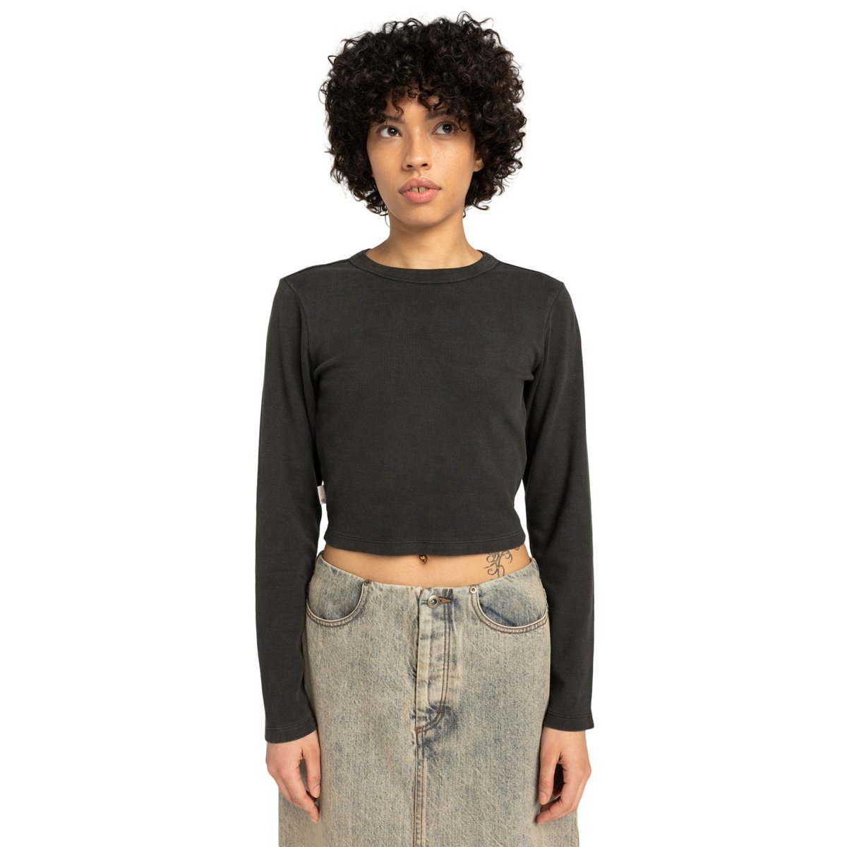 T-shirt manches longues ICON CROP W noir off black, ELEMENT