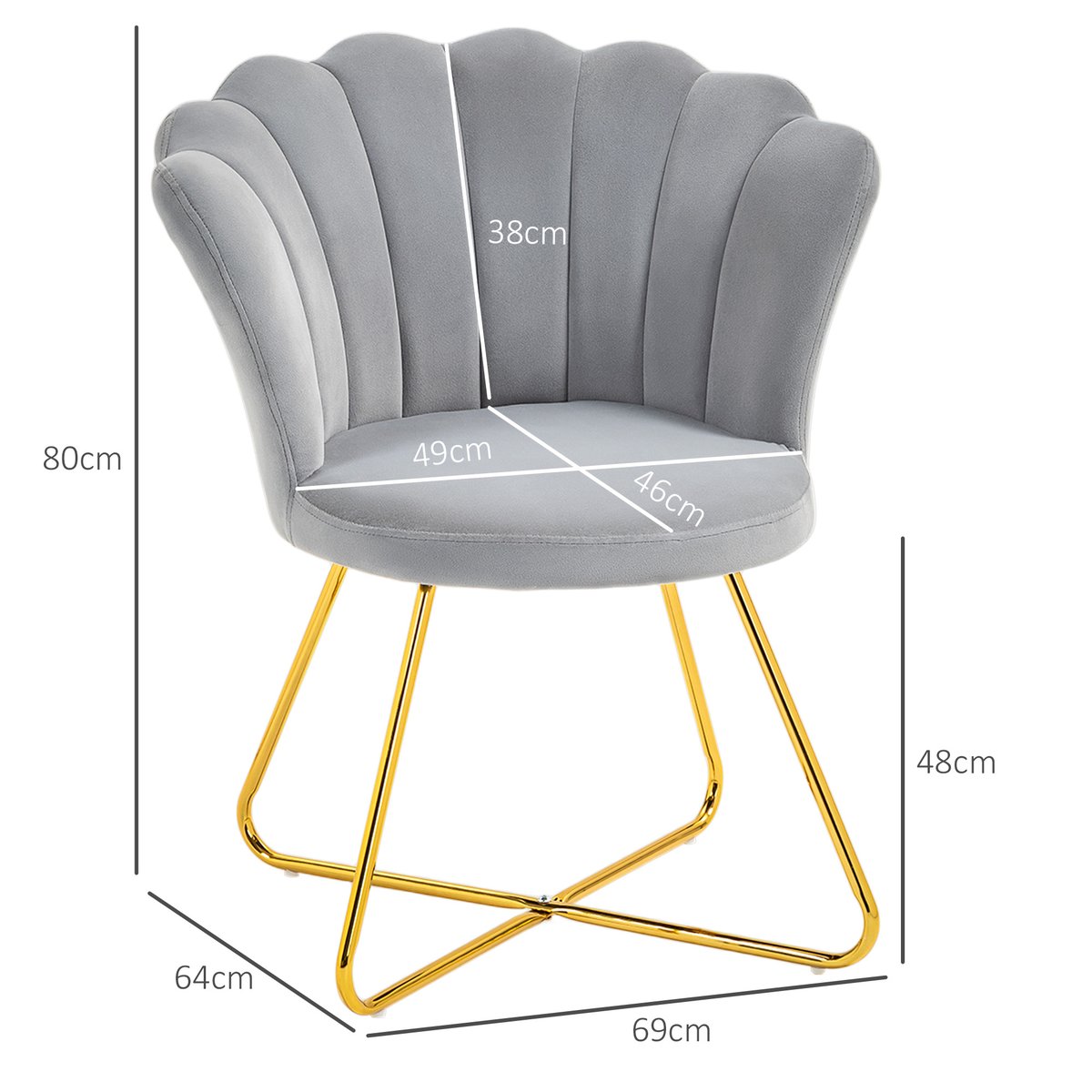 Accent Chair Polyester Gris gris, or, HOMCOM