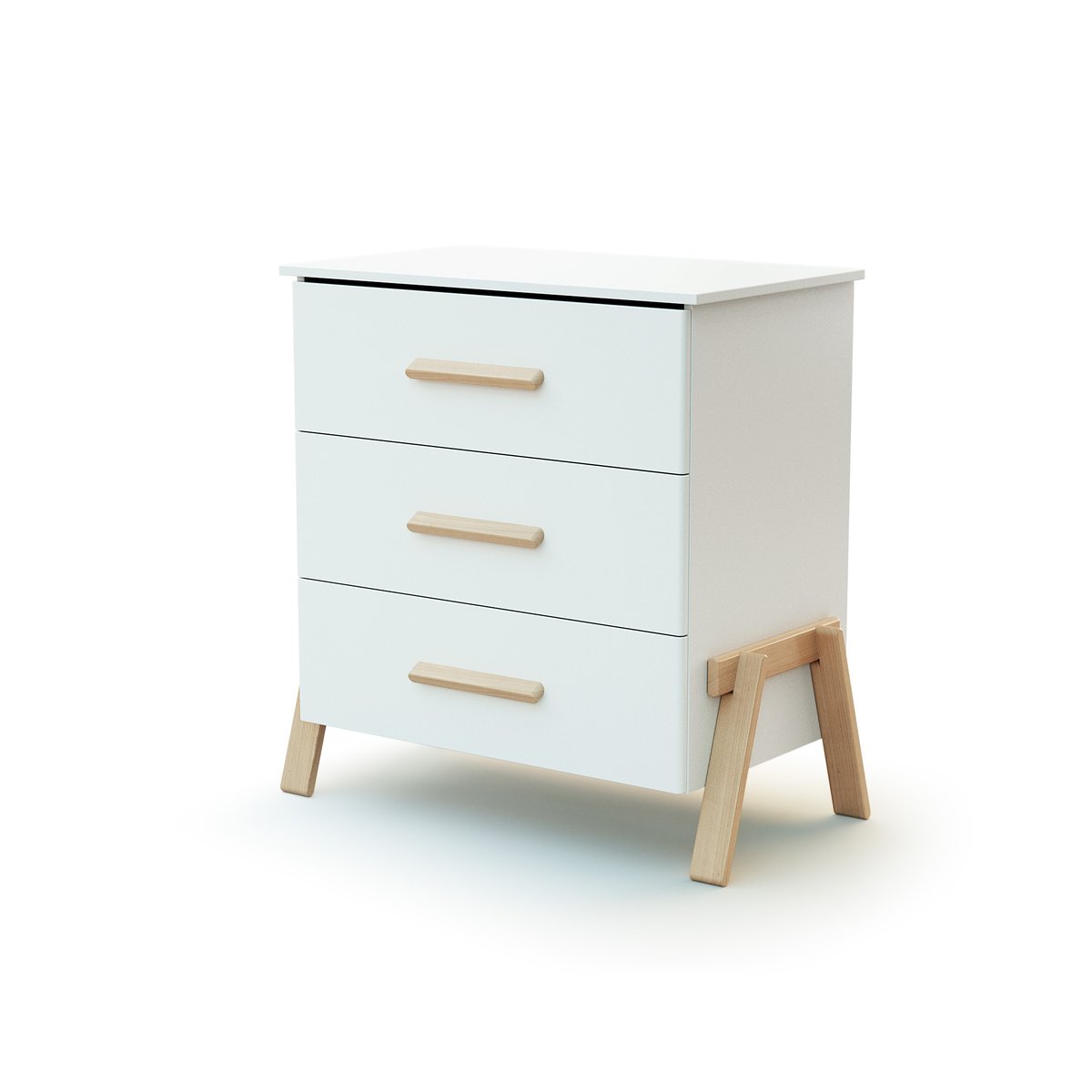 Duo Lit Bébé et Commode en bois CANAILLE blanc et hêtre, AT4