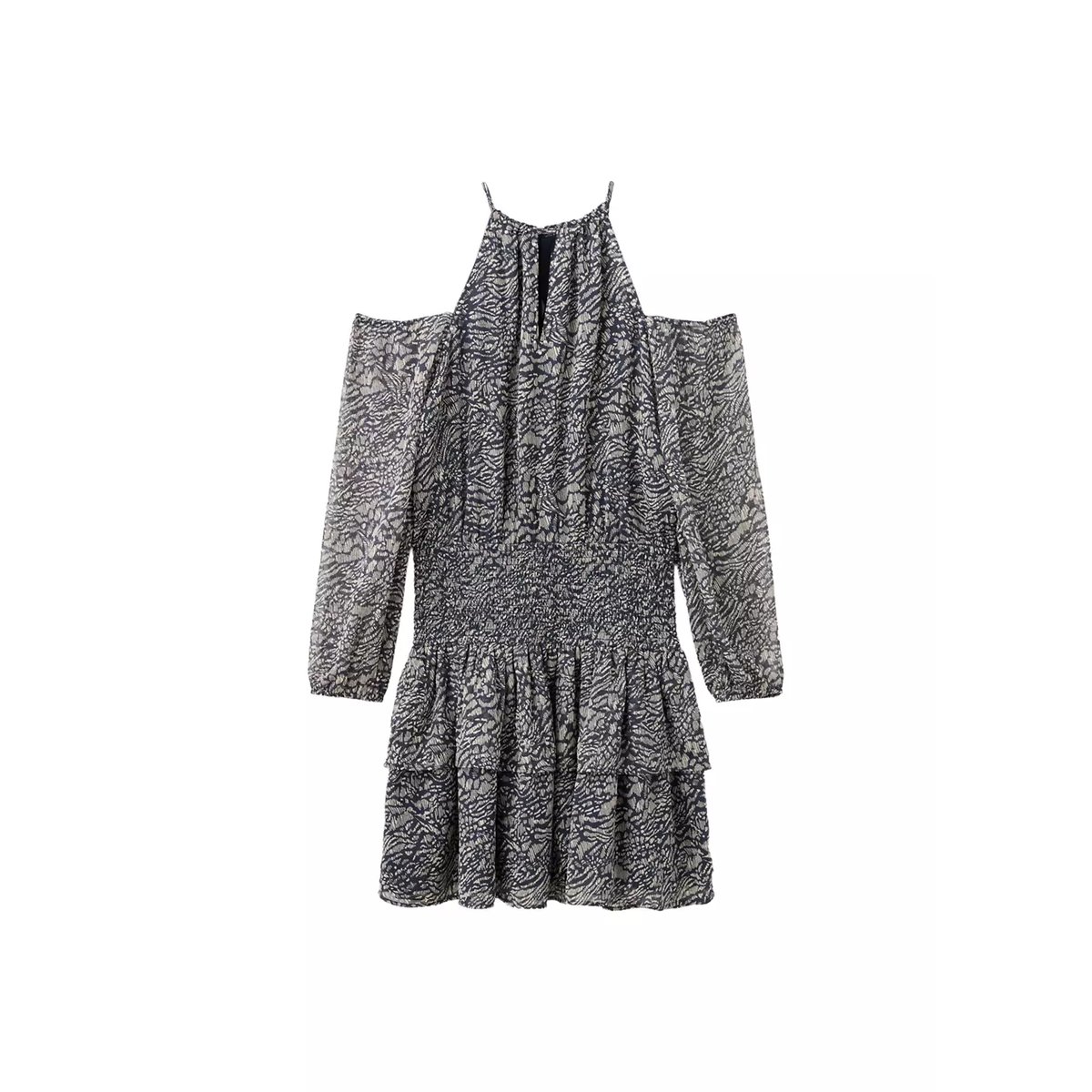 Robe à volants cut-out bleu marine, MANGO TEEN