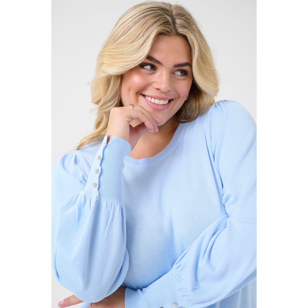 Pullover tricoté bleu windsufer, KAFFE CURVE