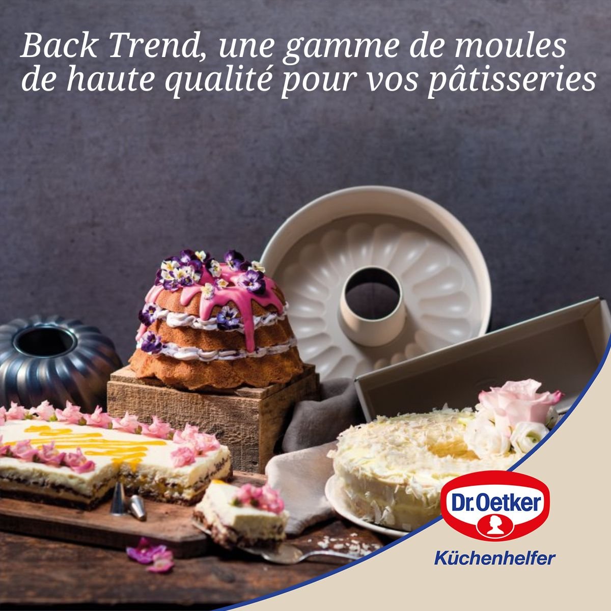 Moule à manqué et à savarin double fond Back-Trend gris,blanc, DR OETKER