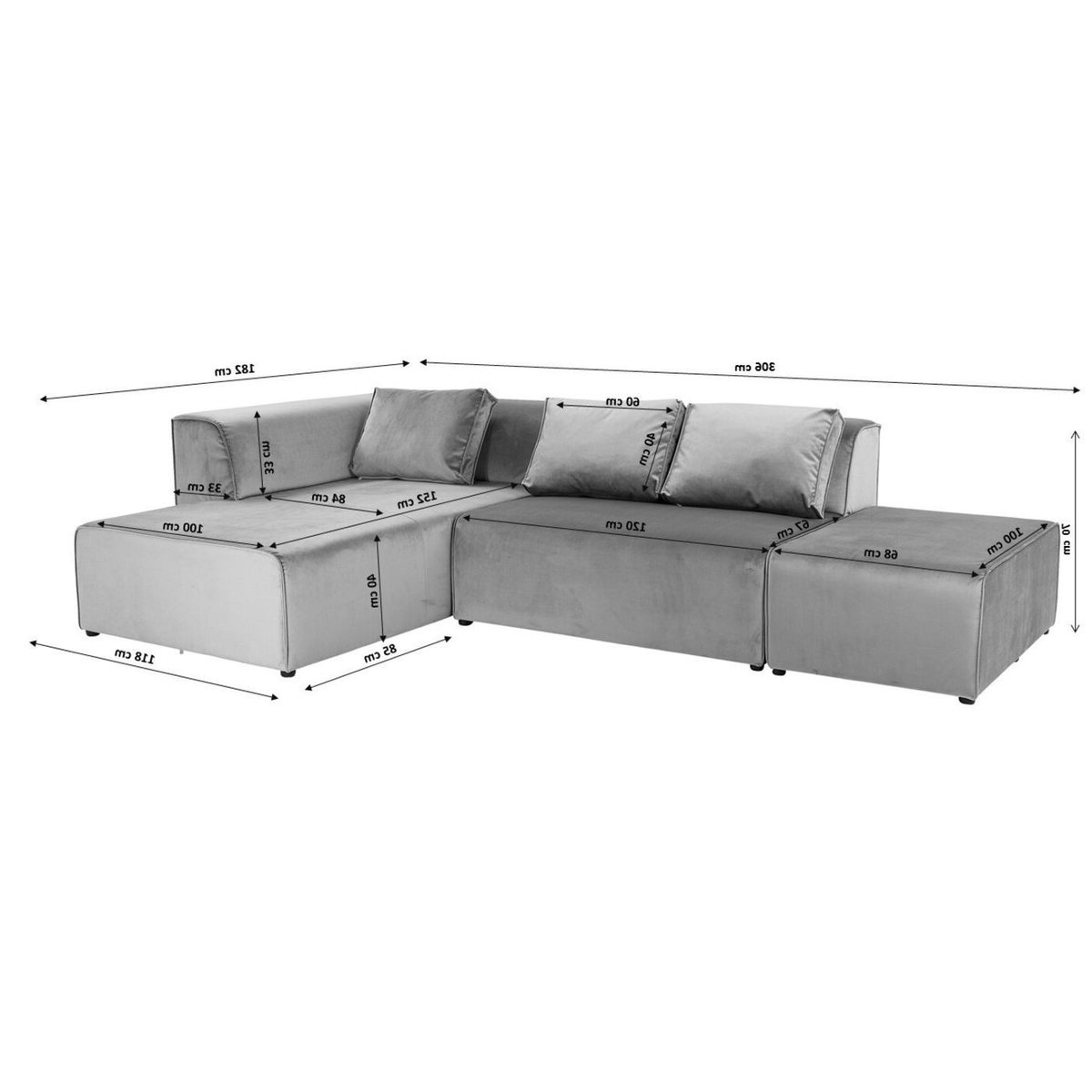 Canapé d'angle en polyester tressé, INFINITY beige, KARE DESIGN