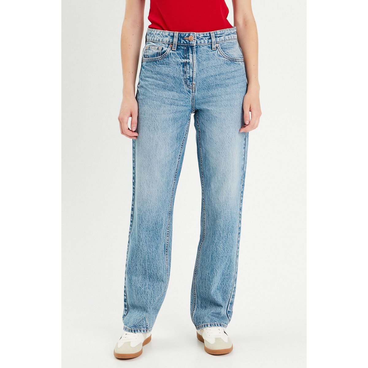 Jeans droit 5 poches denim double stone, CACHE CACHE