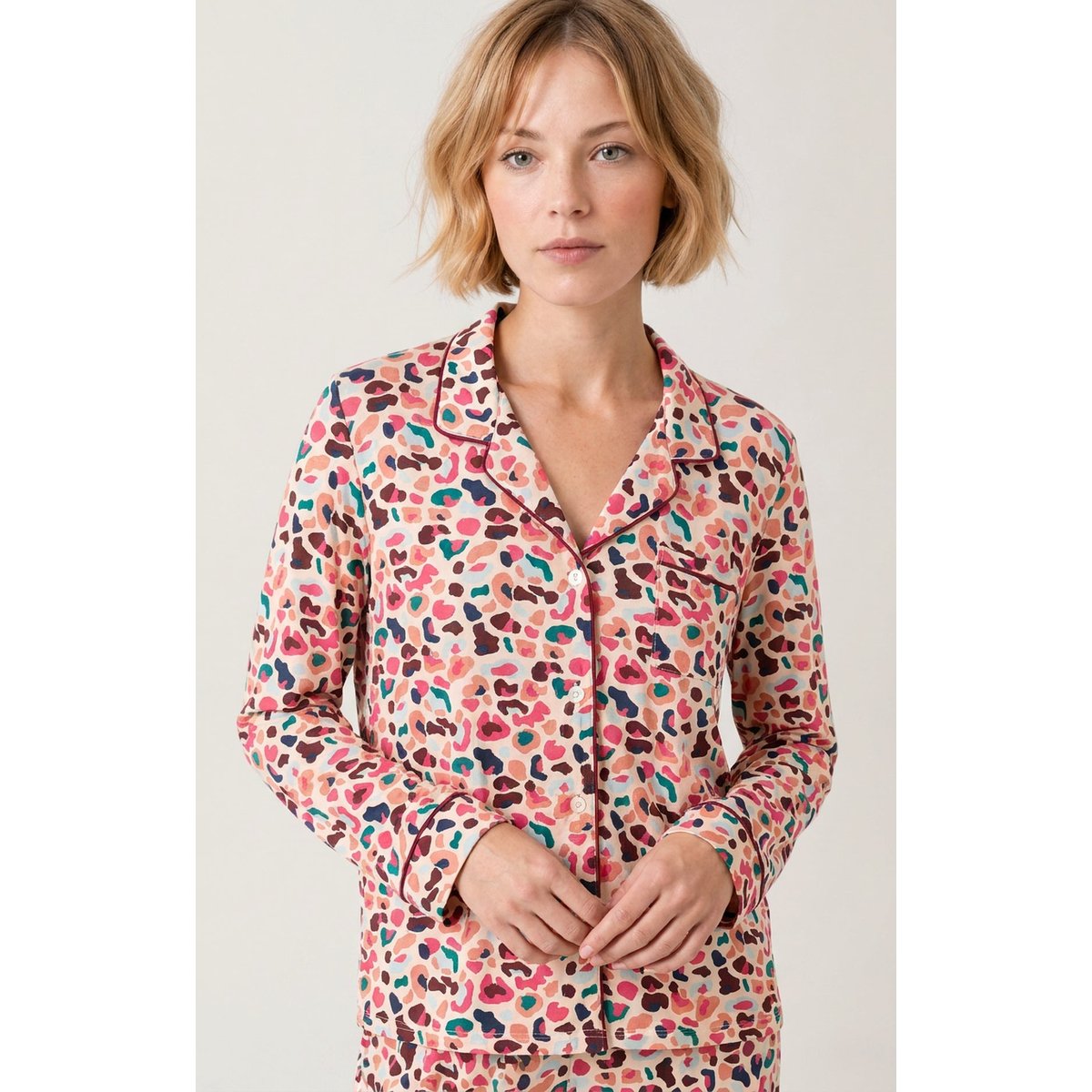 Pyjama boutonné en modal imprimé Léopoldine multicolore, ARTHUR