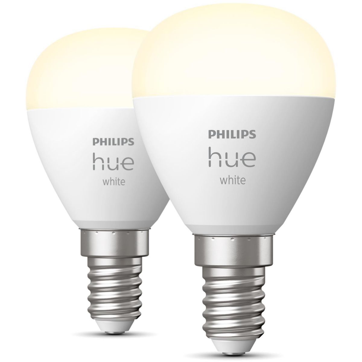 Ampoule LED connectée E14 White Sphérique pack de 2 blanc, PHILIPS HUE