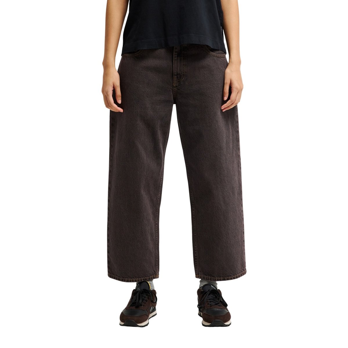 Jean coupe large QSW WIDE CROP DENIM bleu stone dirty, QUIKSILVER