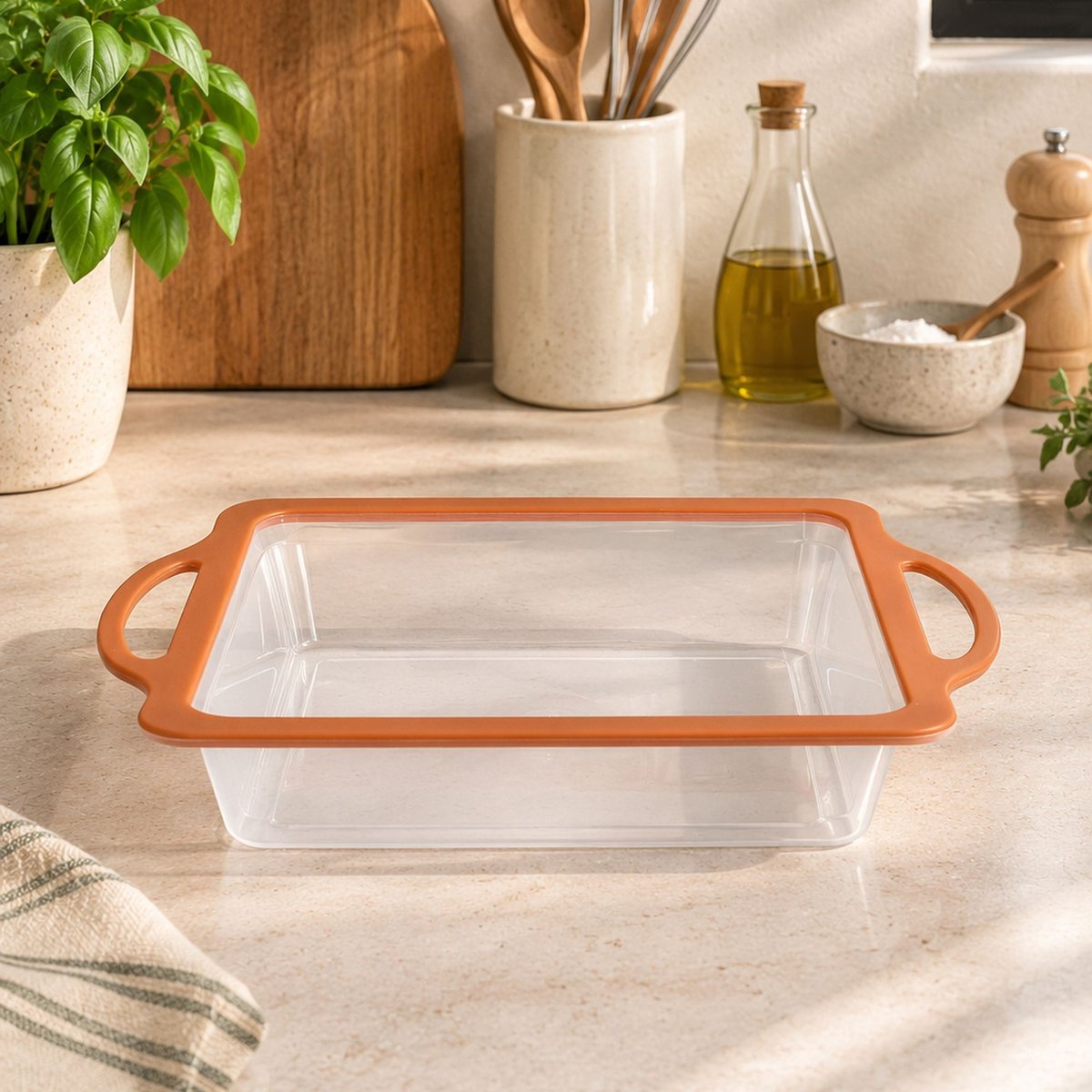 Moule à gâteau 23x23cm en silicone et acier carbone, MADY orange-transparent, MENASTYL
