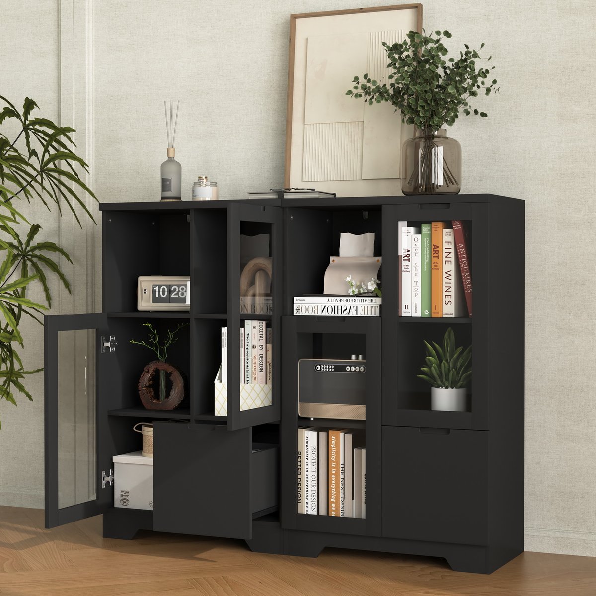 Armoire de rangement, BROOKLYN noir, MEUBLES COSY