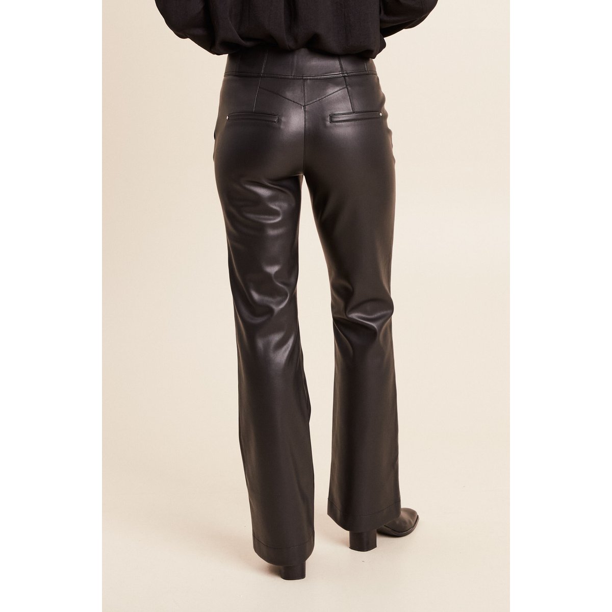 Pantalon bootcut taille haute similicuir noir, BREAL