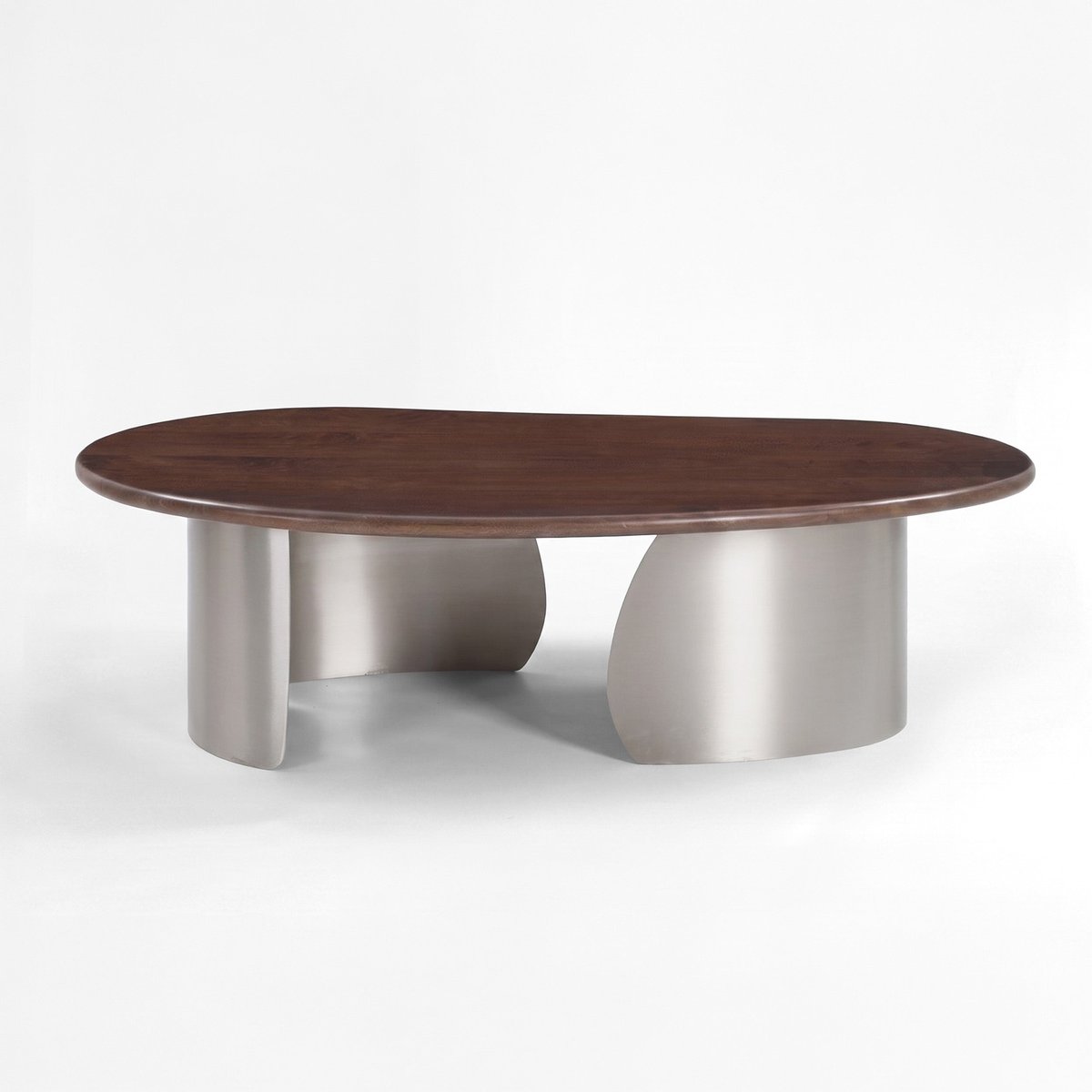 Table basse en bois de manguier et métal brossé 120 cm - SELMA marron foncé et métal, MAISON PAVANE