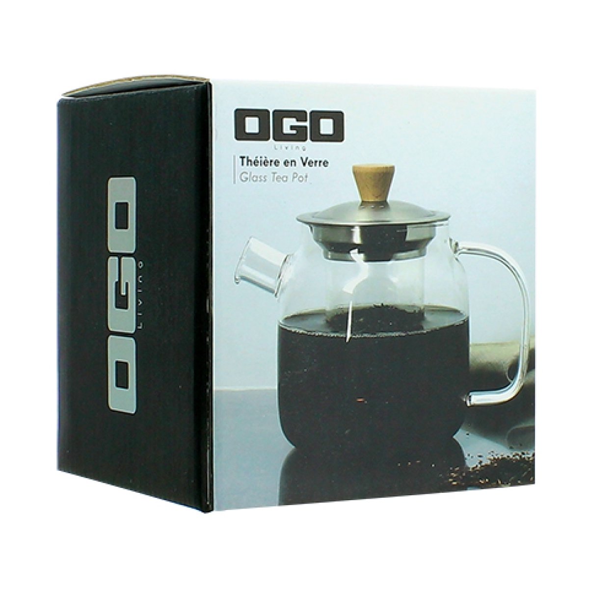 Théière en verre et inox 550ml, OSCAR transparent, OGO LIVING