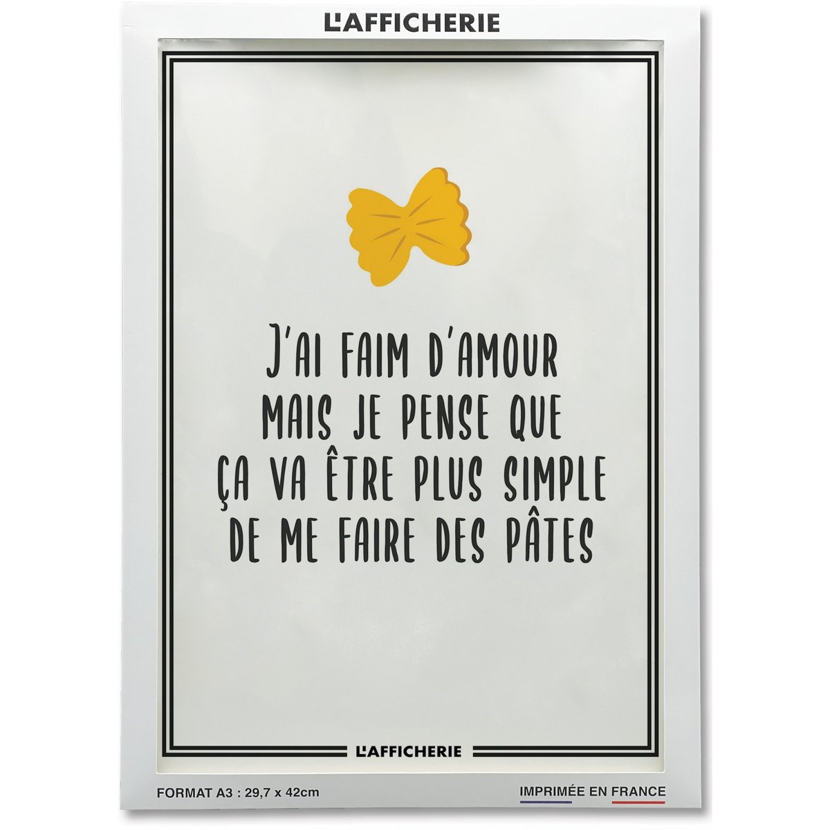 Affiche 'J'ai faim d'amour...' blanc, L'AFFICHERIE