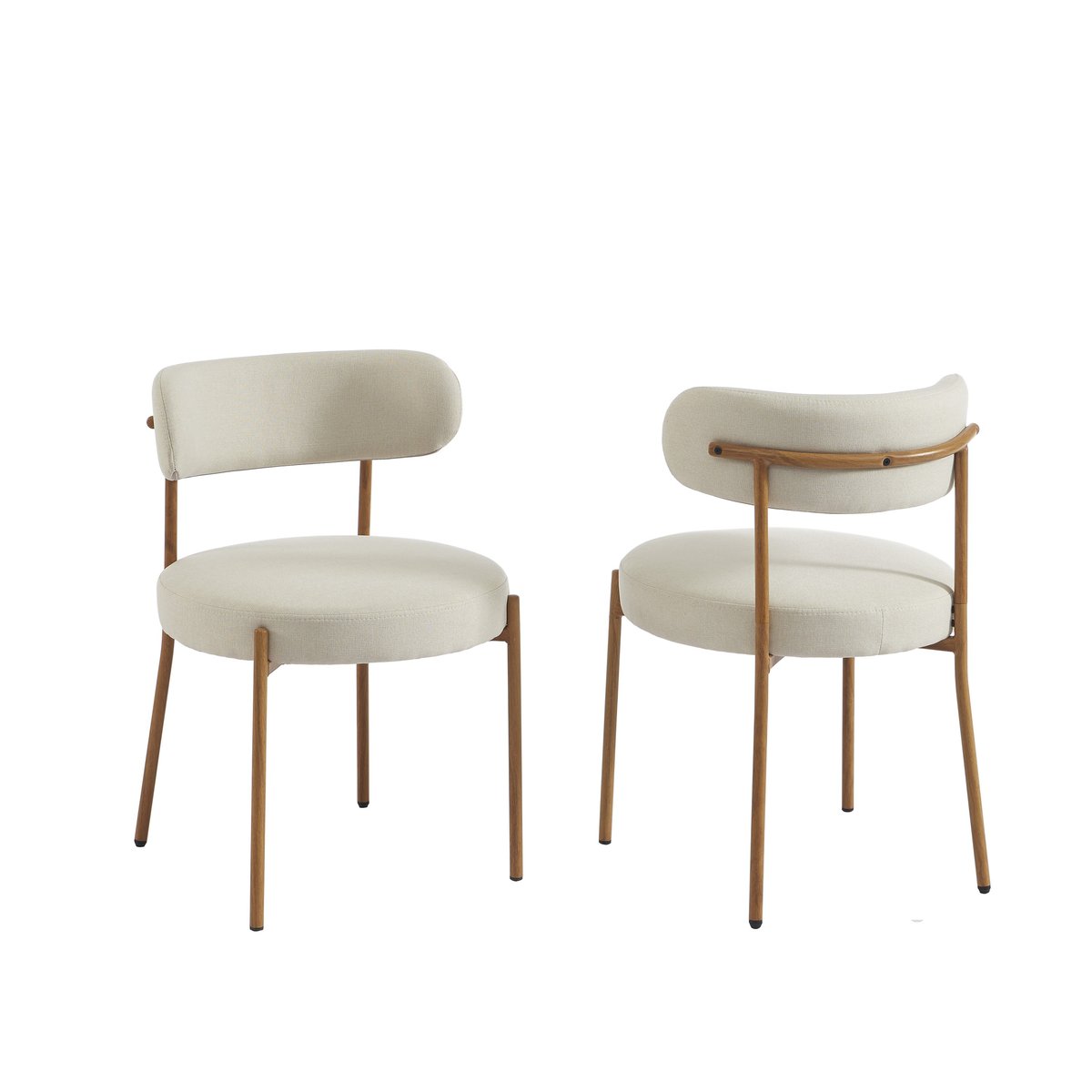 Chaises tissu pieds métal (lot de 2) NOA beige, BAÏTA